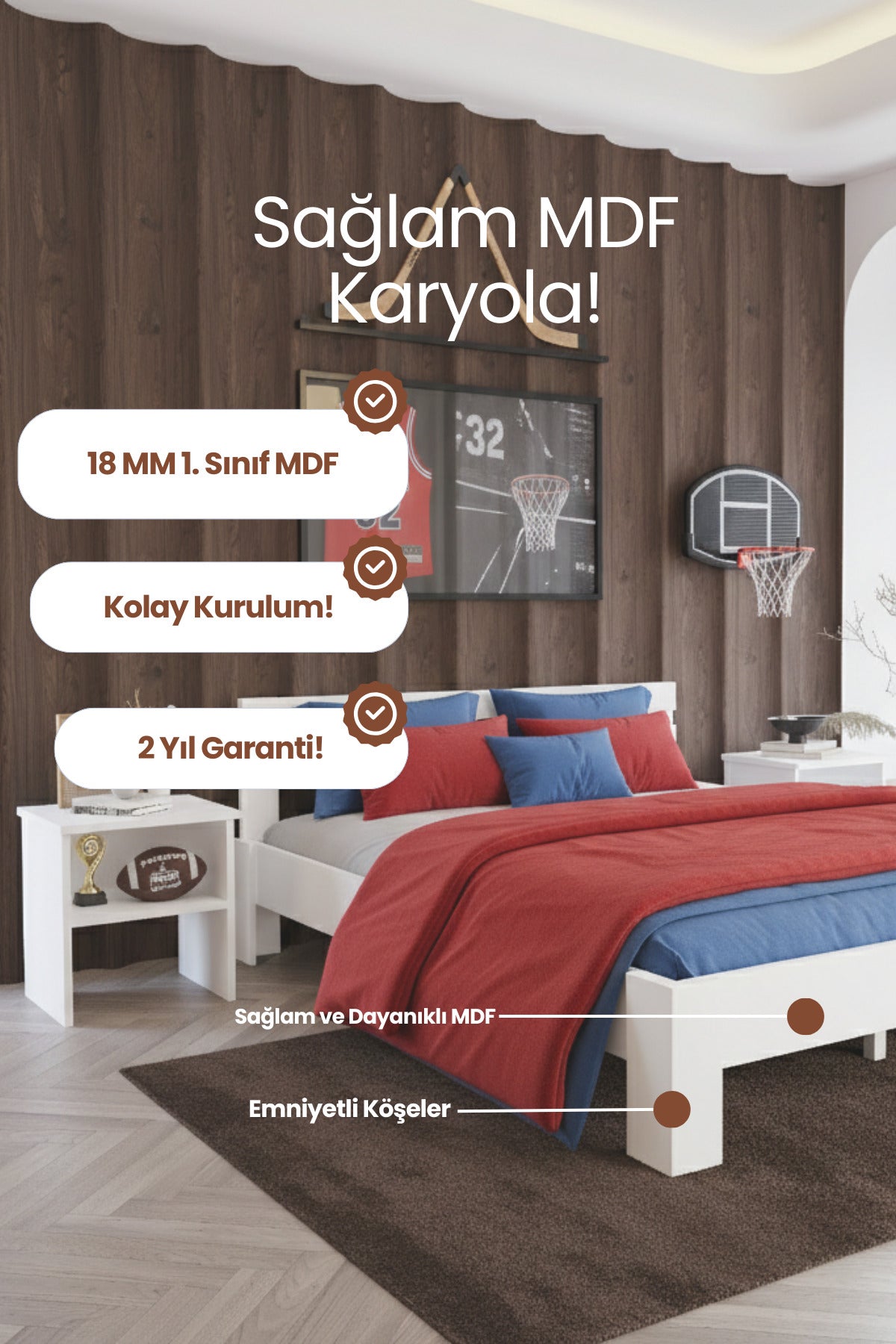 Letto MDF Karyola 160x200 Beyaz
