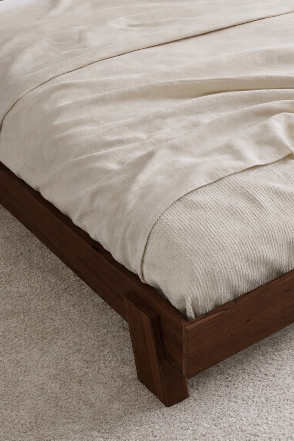 Ebruli̇ Model Yatay Başlıklı Masif Ahşap Karyola 100x200 Ceviz
