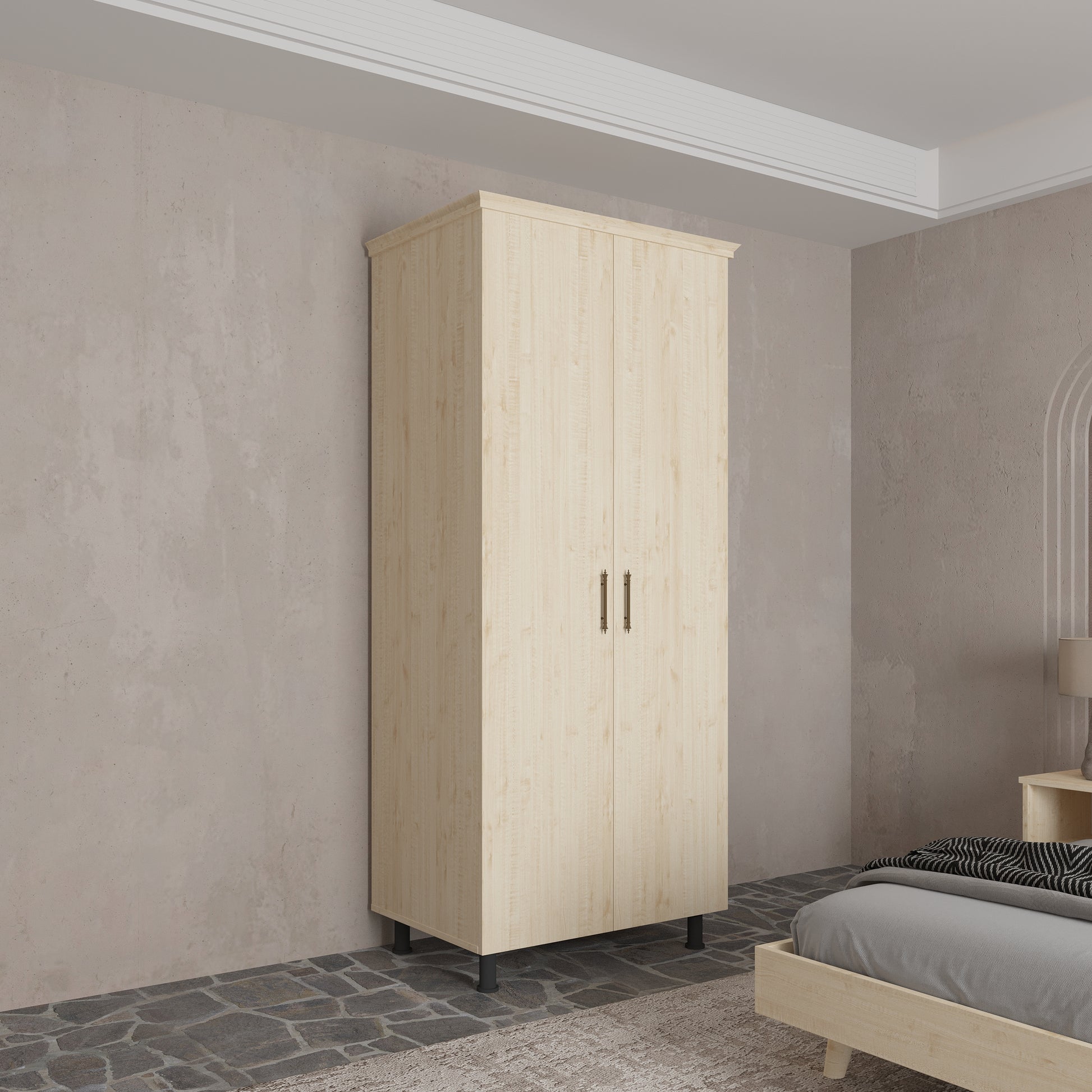 Soft Wood Model 2 Kapaklı Masif Ahşap Gardırop