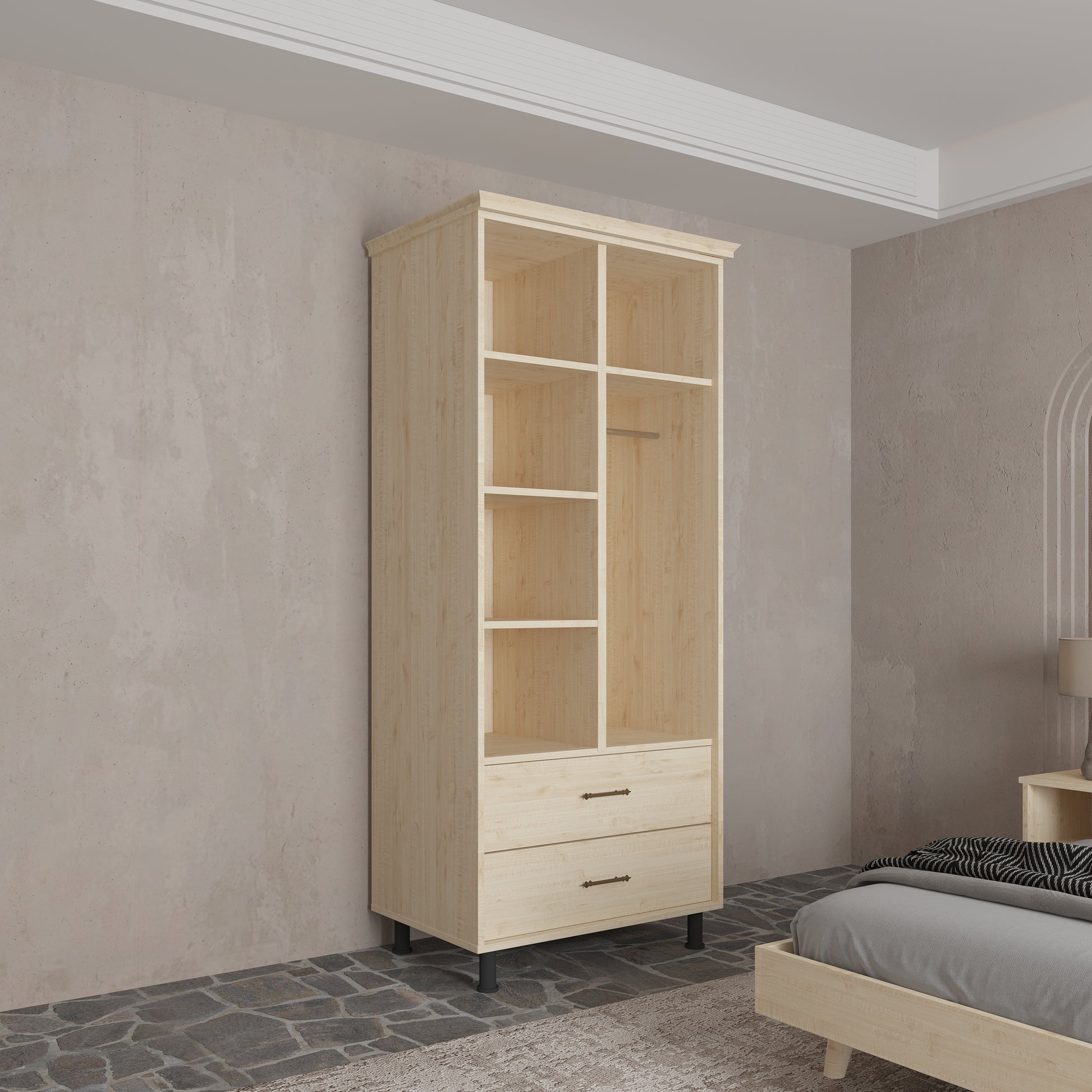 Soft Wood Model 2 Kapaklı Masif Ahşap Gardırop