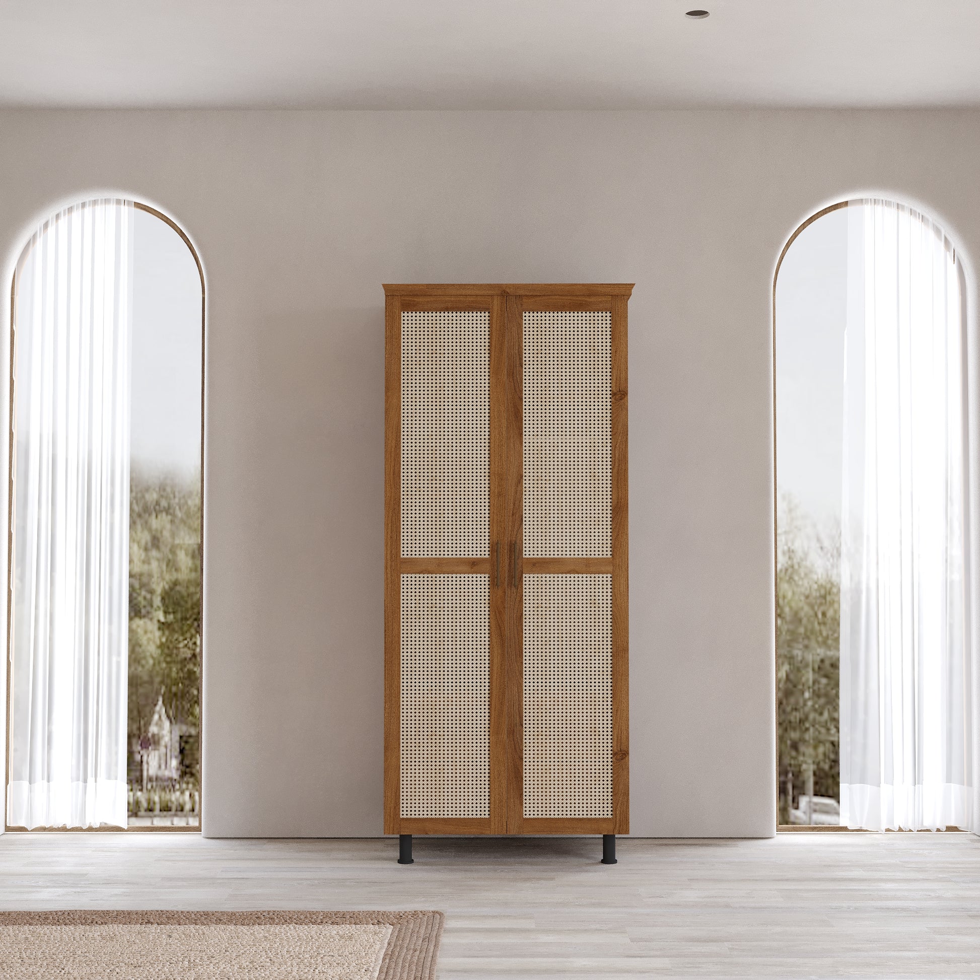 Padova Model 2 Kapaklı Masif Ahşap Gardırop 2 Kapaklı Ceviz