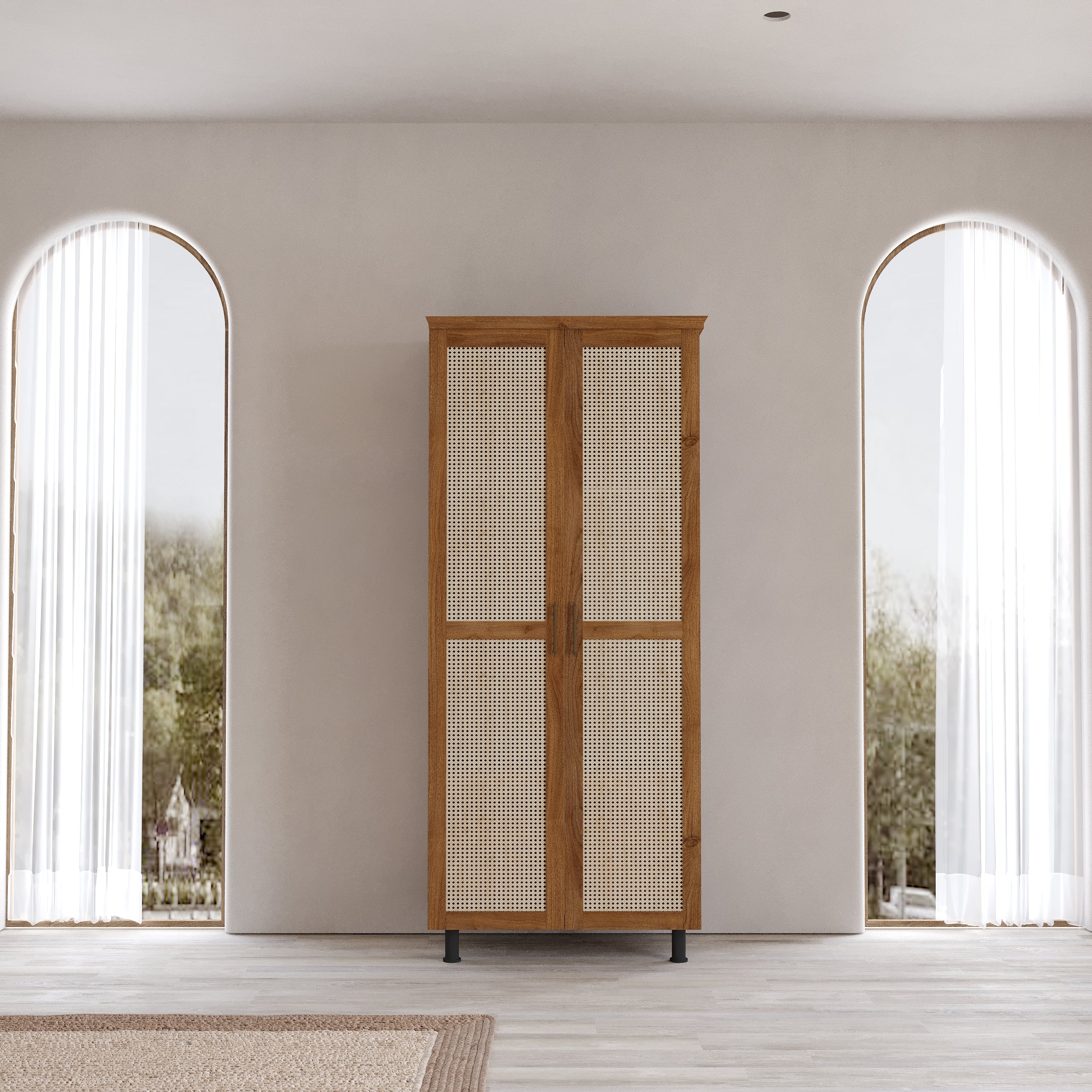 Padova Model 2 Kapaklı Masif Ahşap Gardırop 2 Kapaklı Ceviz