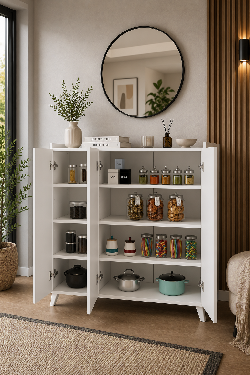 %100 Mdf 3 Kapaklı Çok Amaçlı Dolap Mutfak Dolabı Banyo Dolabı Ayakkabılık