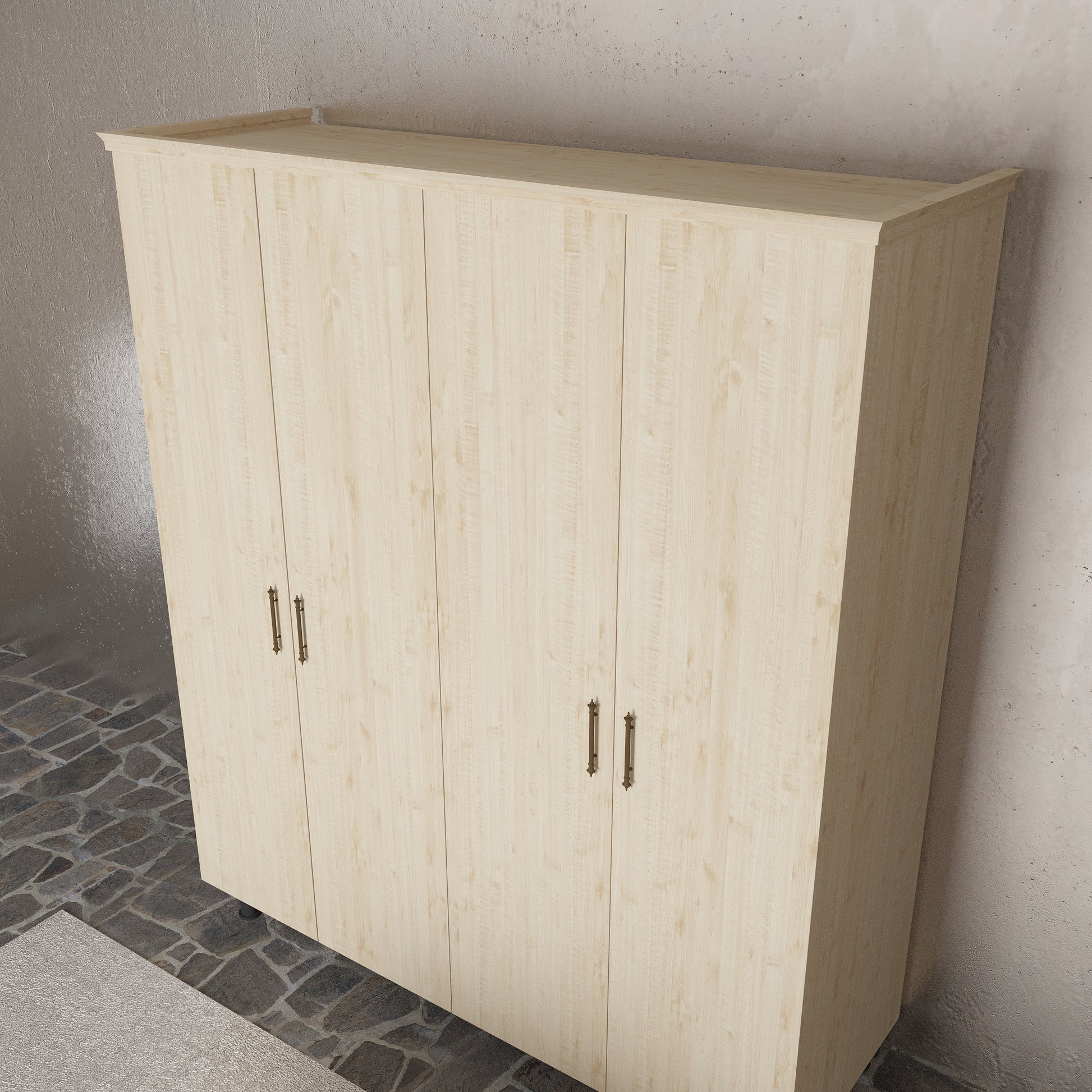 Soft Wood Model 4 Kapaklı Masif Ahşap Gardırop