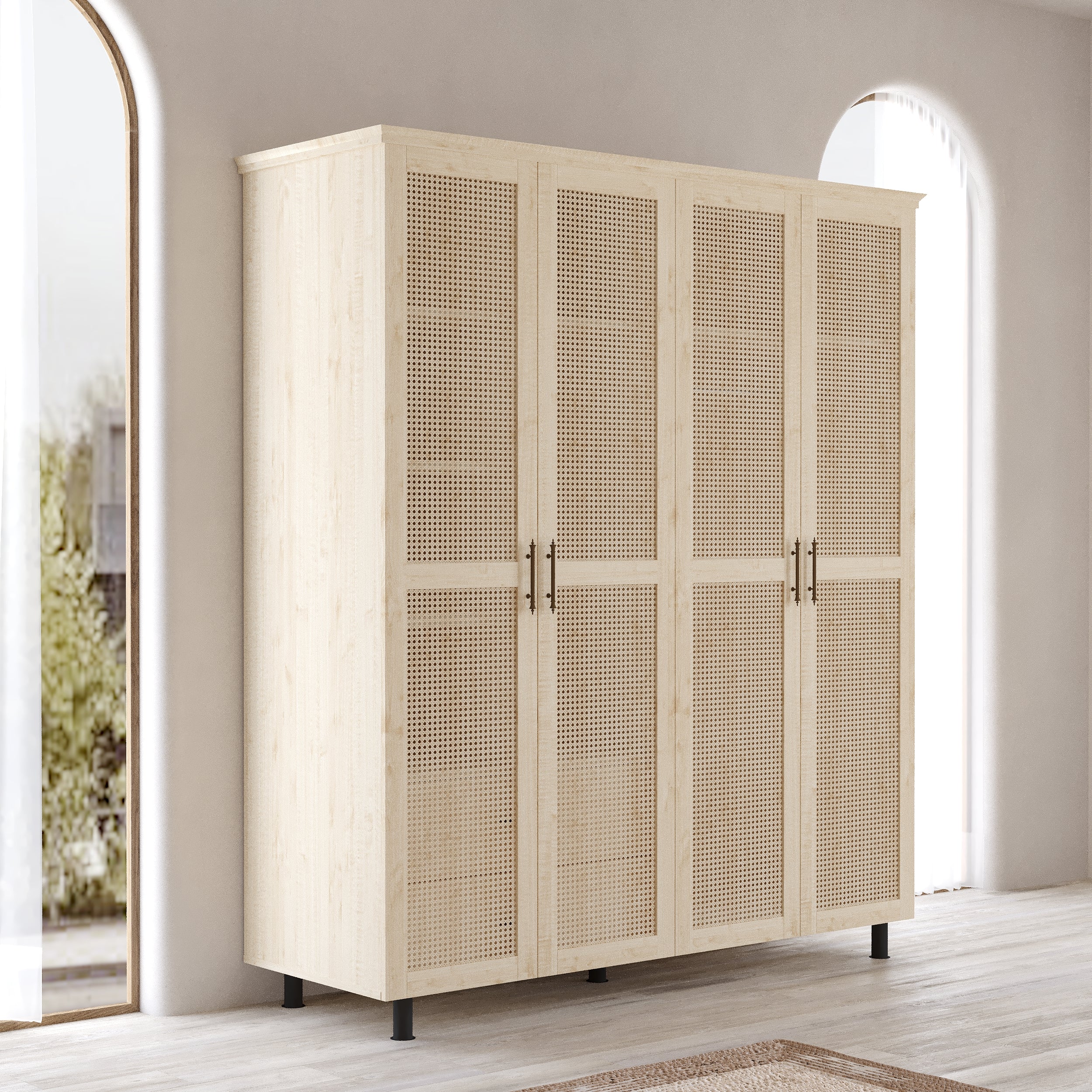 Padova Model 4 Kapaklı Masif Ahşap Gardırop