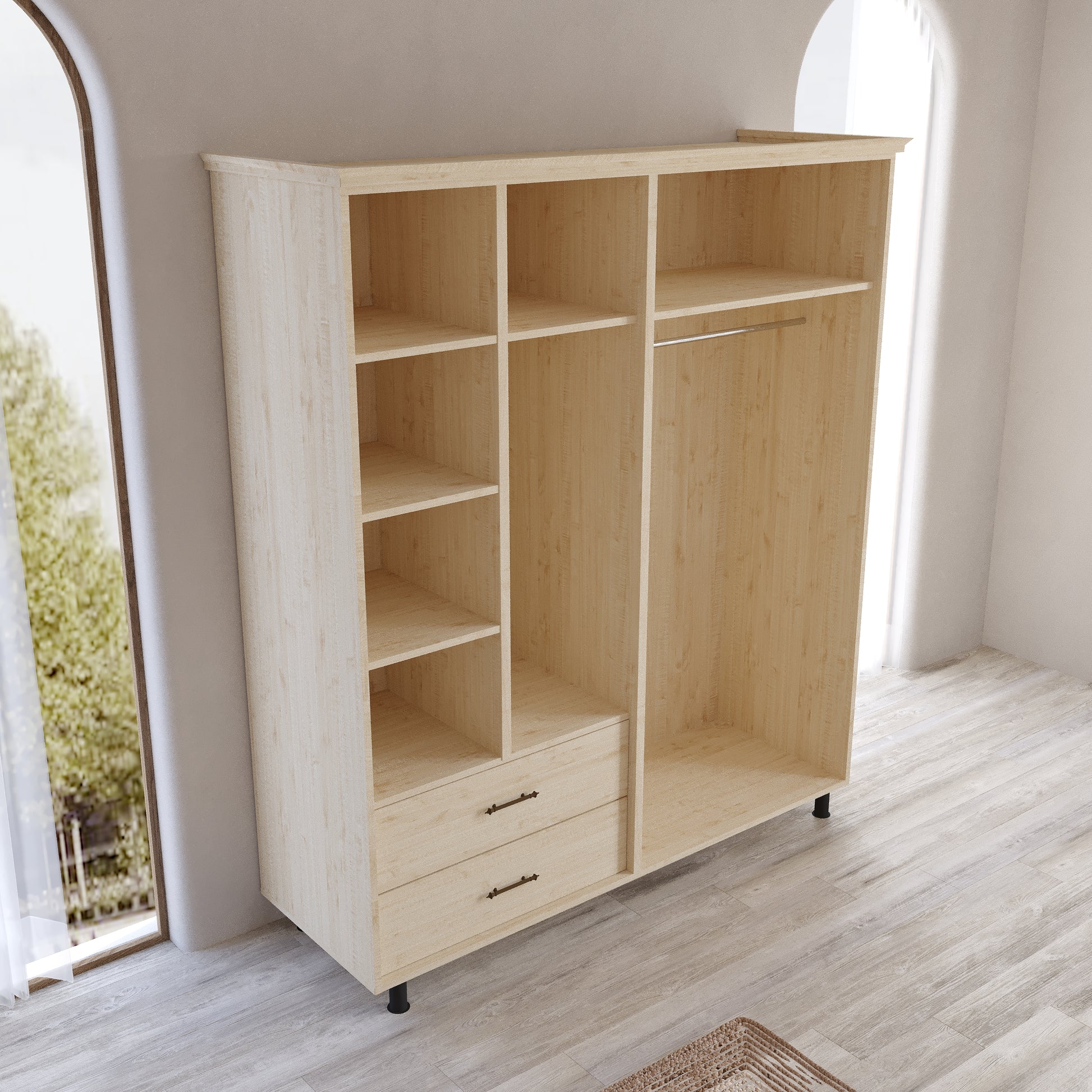 Padova Model 4 Kapaklı Masif Ahşap Gardırop