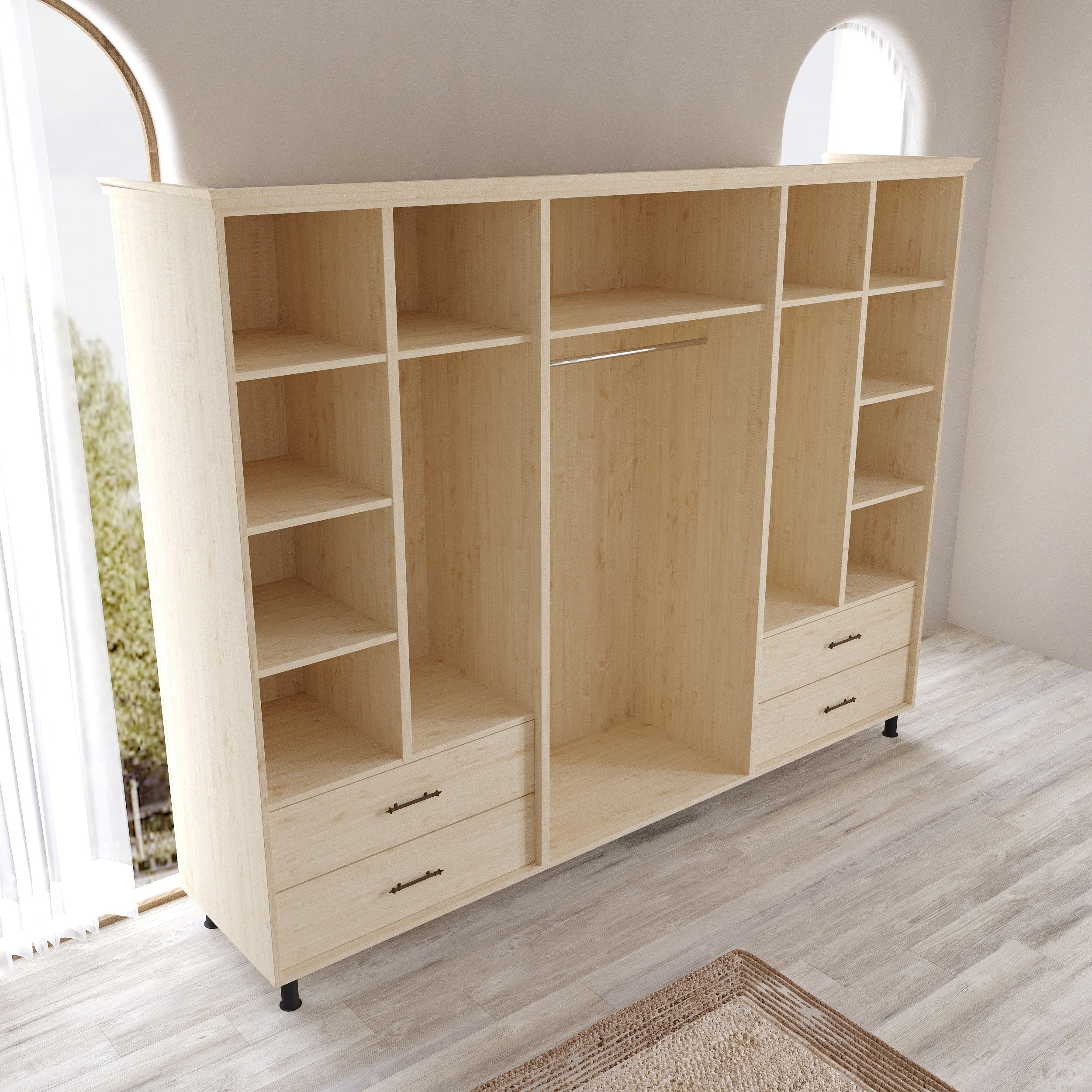 Padova Model 6 Kapaklı Masif Ahşap Gardırop