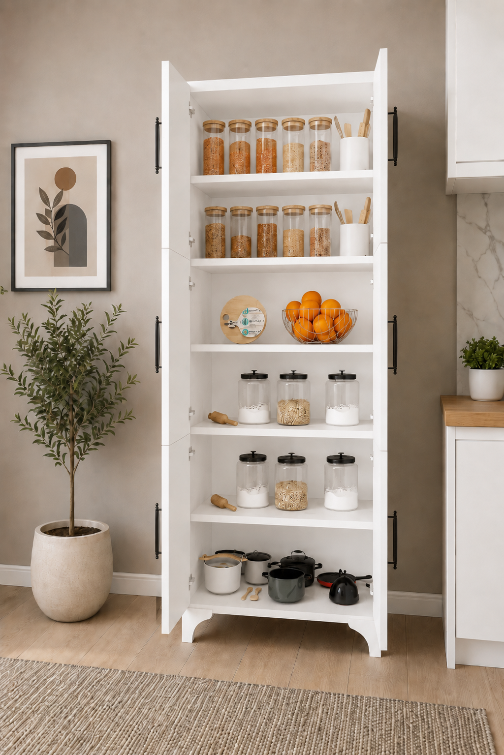 % 100 Mdf 6 Kapaklı Çok Amaçlı Kiler, Banyo, Ayakkabılık, Balkon Dolap