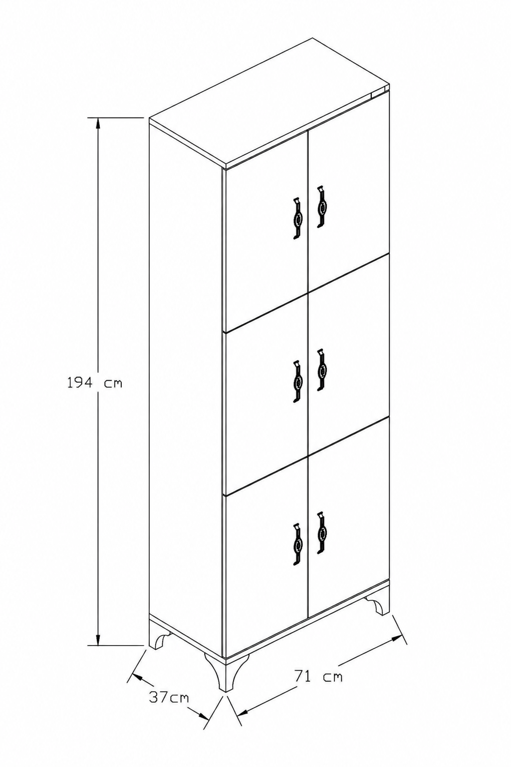 % 100 Mdf 6 Kapaklı Çok Amaçlı Kiler, Banyo, Ayakkabılık, Balkon Dolap