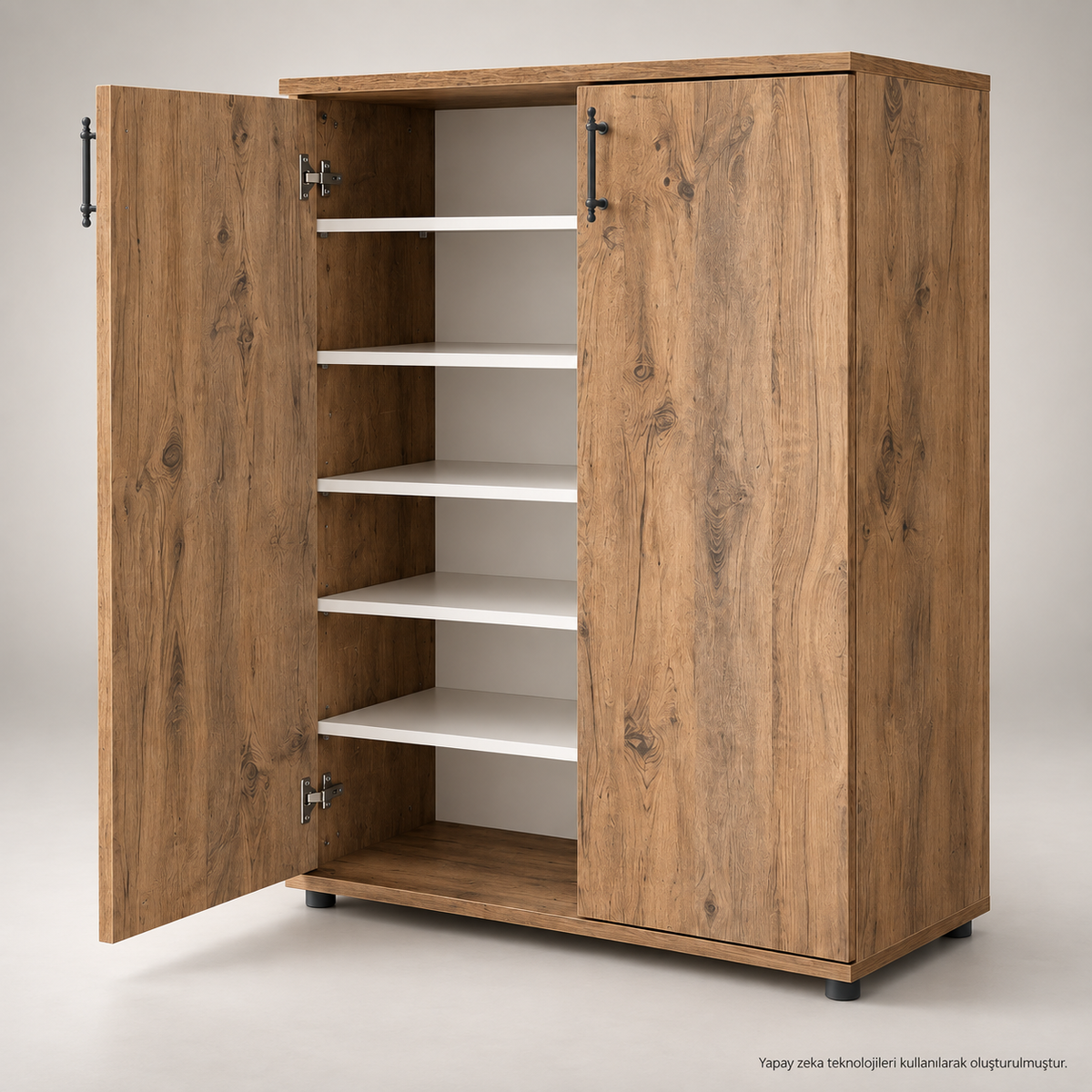 Multix %100 MDF Çok Amaçlı 2 Kapaklı 5 Raflı Ayakkabılık Kiler ve Mutfak Dolabı