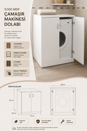 %100 Mdf Çamaşır Makinesi Dolabı 90x70 Beyaz
