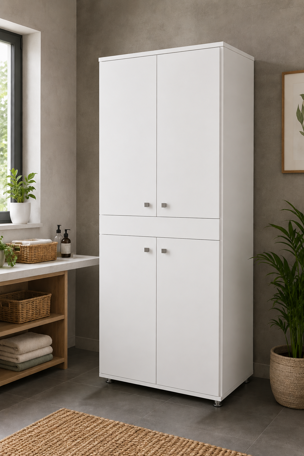 %100 Mdf 2 Katlı Çamaşır Makinesi Dolabı Kurutma Makinesi Dolabı