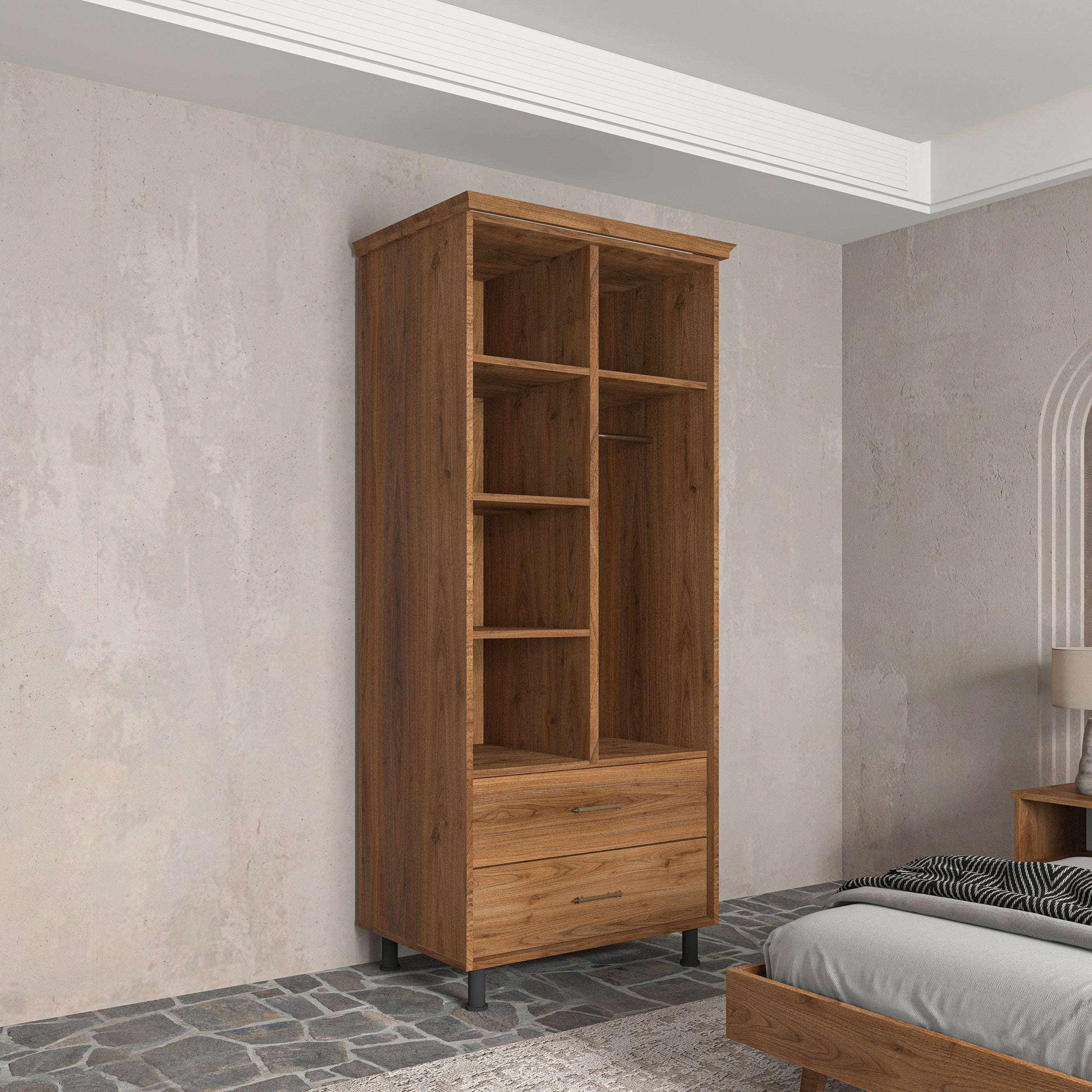 Soft Wood Model 2 Kapaklı Masif Ahşap Gardırop