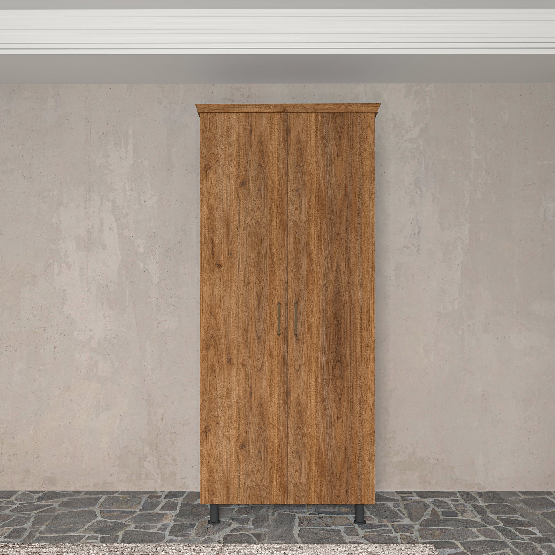 Soft Wood Model 2 Kapaklı Masif Ahşap Gardırop 2 Kapaklı Ceviz