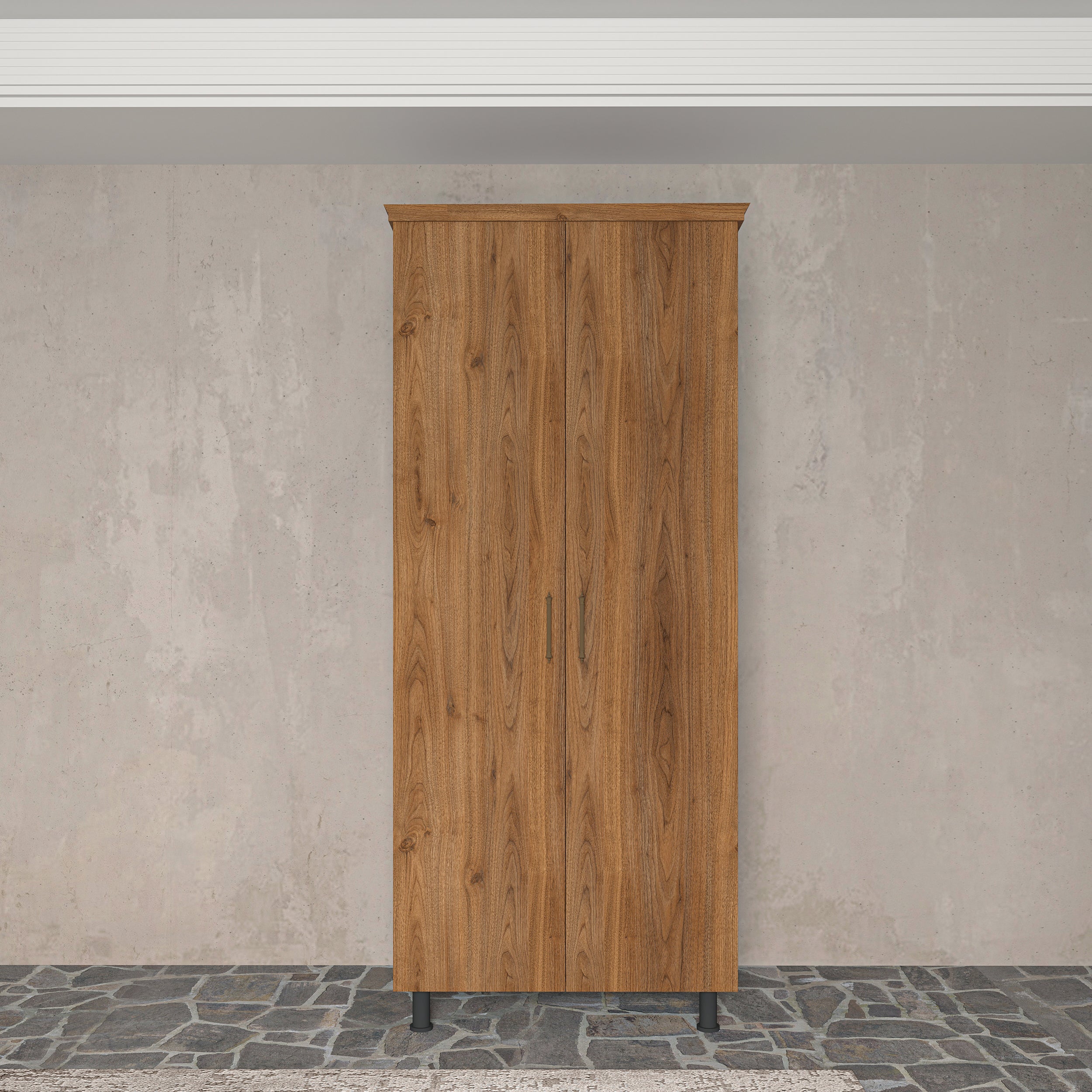 Soft Wood Model 2 Kapaklı Masif Ahşap Gardırop 2 Kapaklı Ceviz