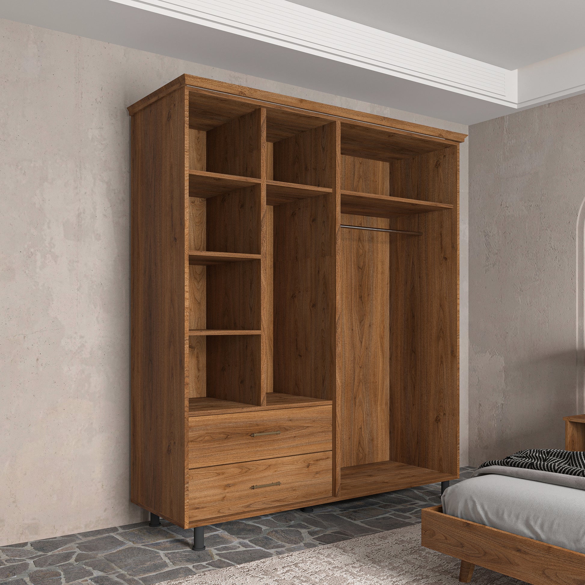 Soft Wood Model 4 Kapaklı Masif Ahşap Gardırop