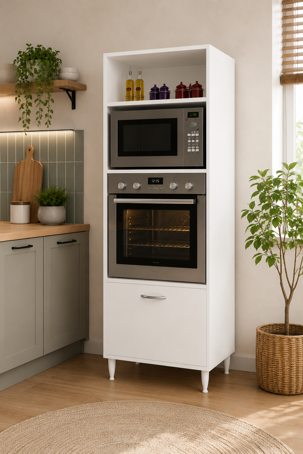 % 100 Mdf Mutfak Fırın Bölmeli Mdf Dolap Ankastre Çok Amaçlı Kapaksız Dolap