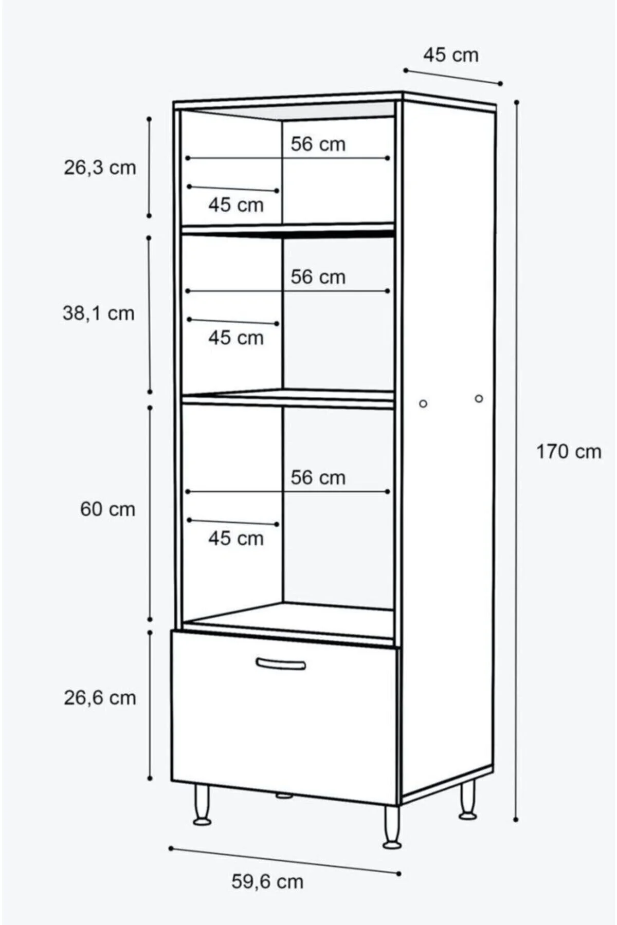 % 100 Mdf Mutfak Fırın Bölmeli Mdf Dolap Ankastre Çok Amaçlı Kapaksız Dolap