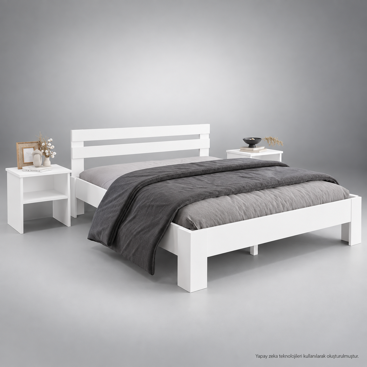Letto MDF Karyola ve 2 Komodinli Set