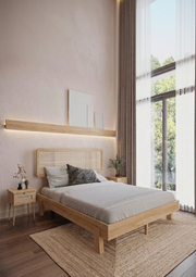 Li̇lyum Model Masif Ahşap Karyola 2 Adet Komodin 90x190 Doğal