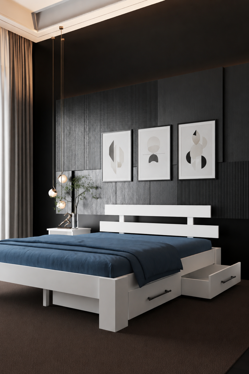 Lotus 4 Çekmeceli MDF Karyola 100x200 Beyaz