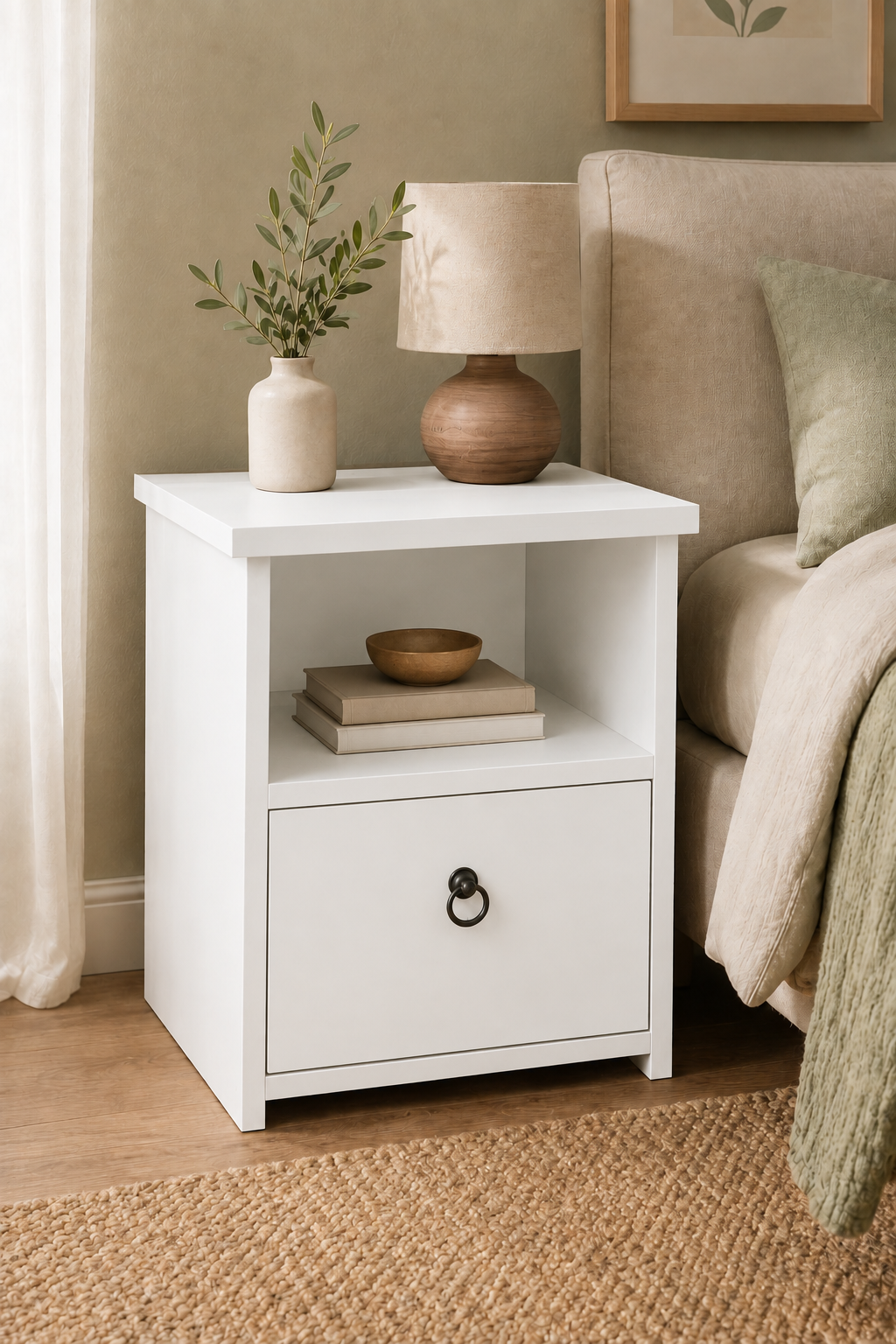 %100 Mdf Çekmeceli Komodin 42x42 Atlantik Çam