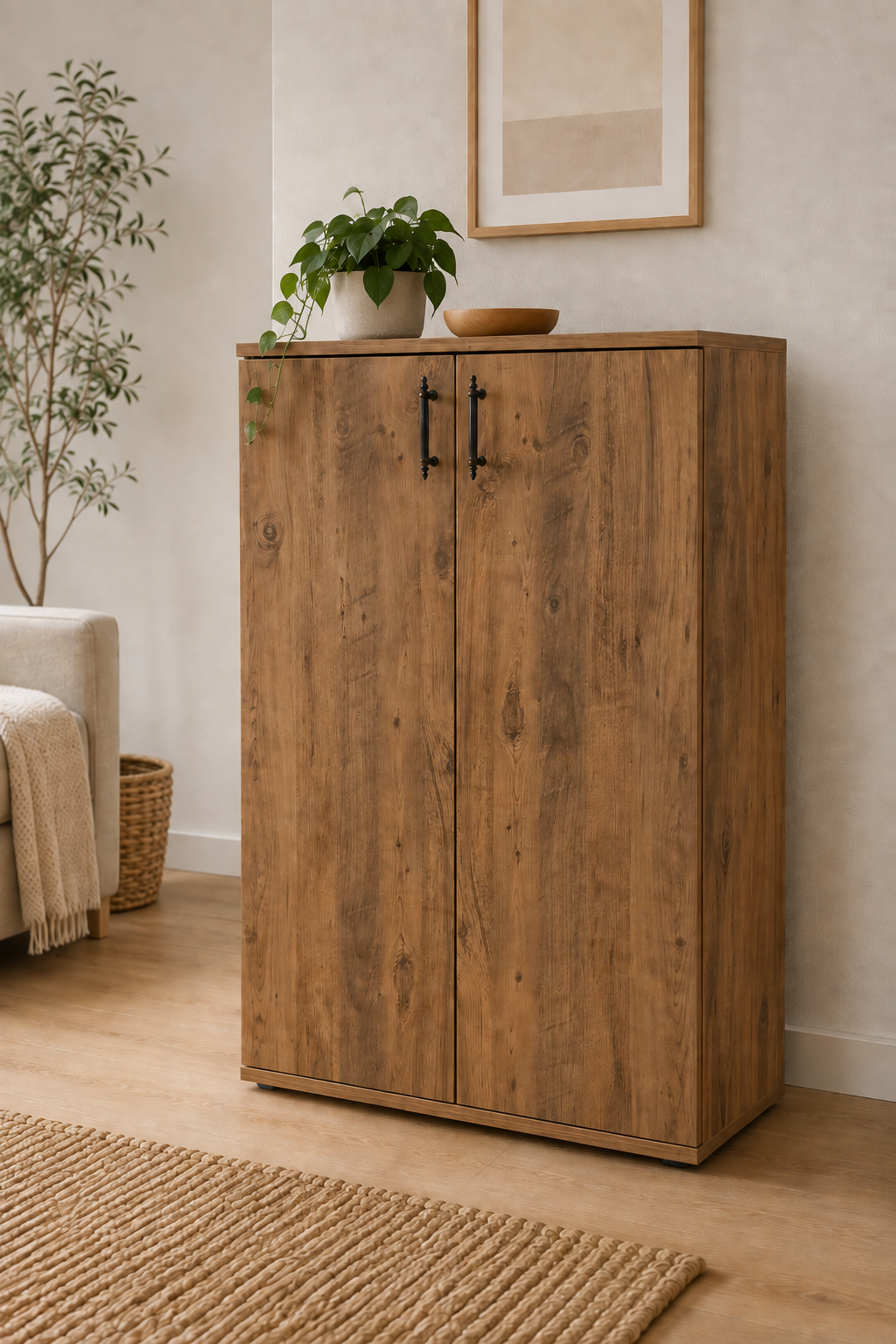 Multix %100 MDF Çok Amaçlı 2 Kapaklı 5 Raflı Ayakkabılık Kiler ve Mutfak Dolabı