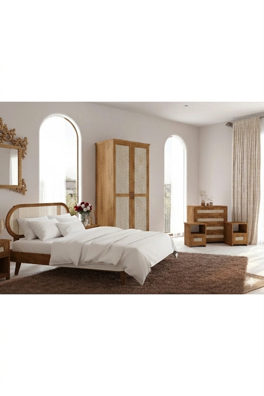 Padova Hazeranlı Masif Ahşap Yatak Odası Seti 90x190 Ceviz