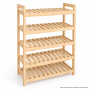 Renazzo 5 raflı doğal ahşap ayakkabılık 60x25x100 cm ön görünüm