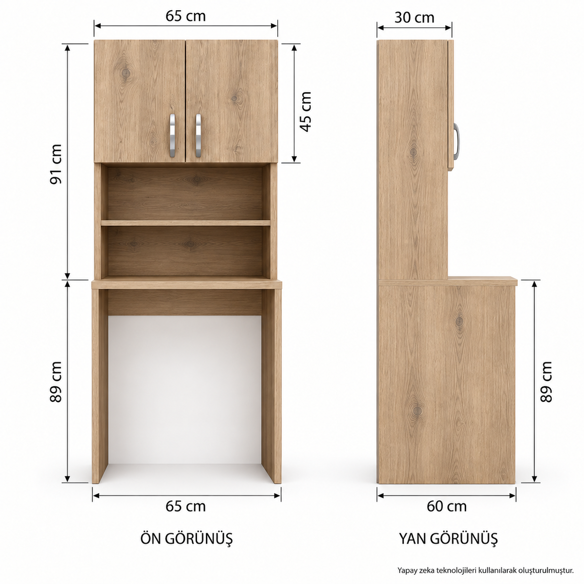 Atlantik Çam çamaşır makinesi dolabı teknik ölçüleri 65 cm genişlik 60 cm derinlik 180 cm yükseklik