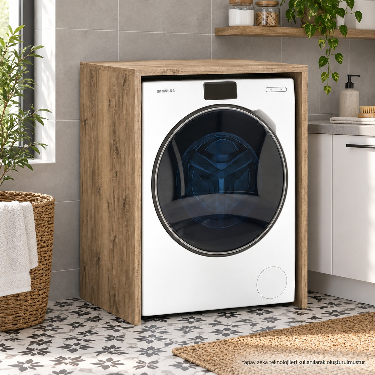 Mdf Çamaşır Makinesi Dolabı Atlantik Çam lifestyle görseli