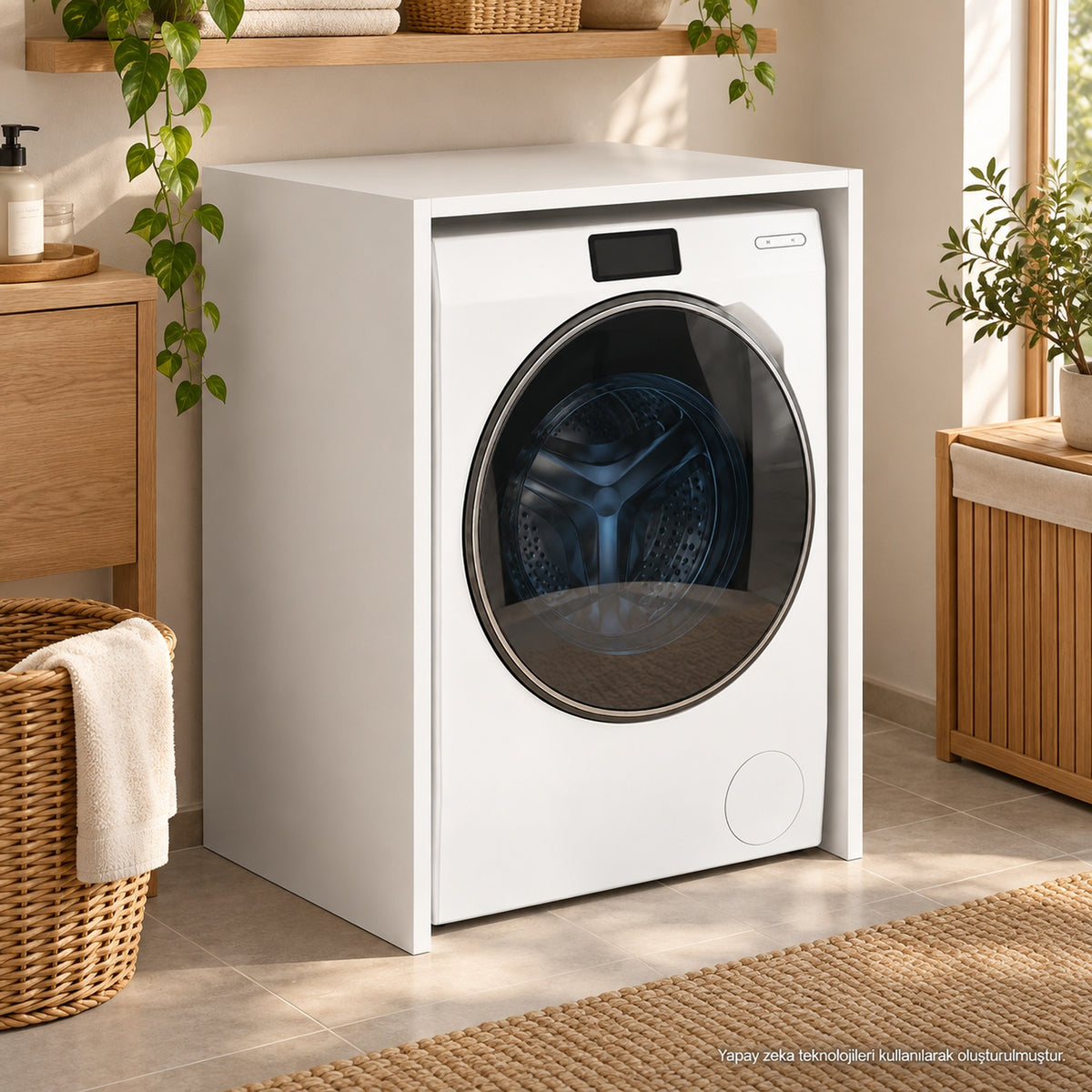 Mdf Çamaşır Makinesi Dolabı Beyaz lifestyle görseli