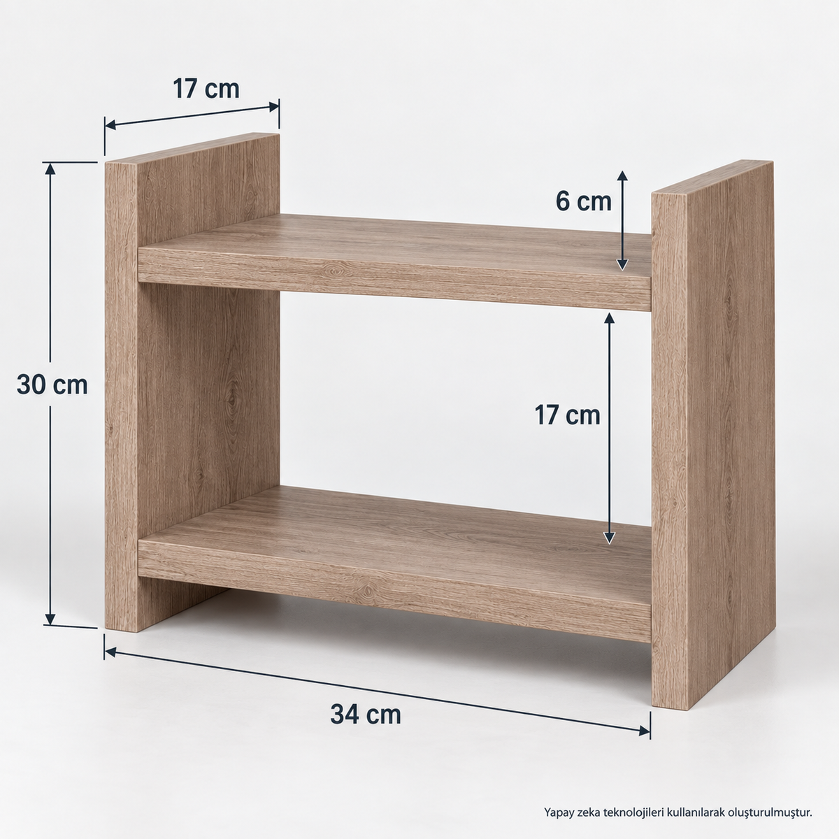 Mdf Tezgah Üstü Dekoratif Baharatlık Atlantik Çam 34x30x17 cm teknik ölçü
