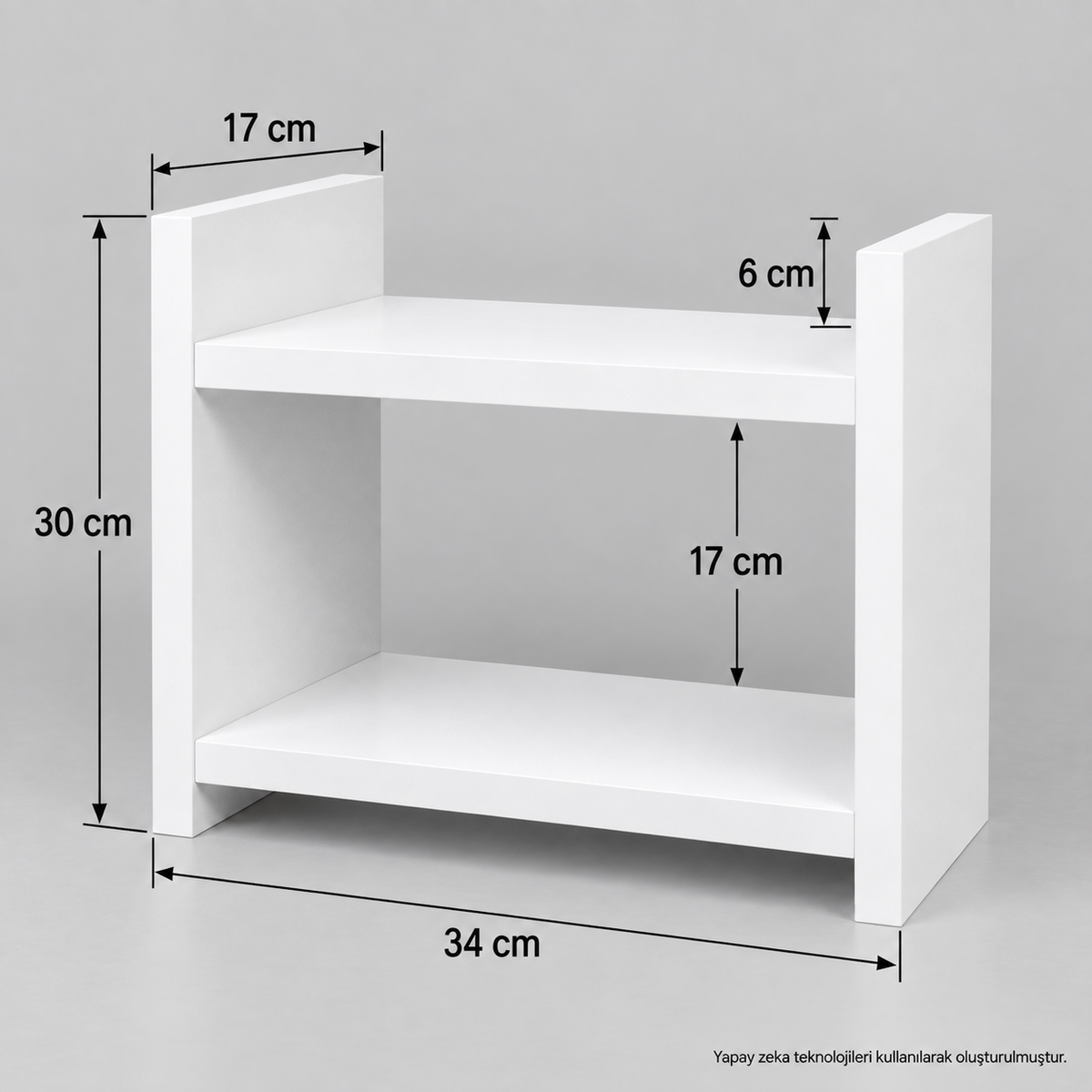 Mdf Tezgah Üstü Dekoratif Baharatlık Beyaz 34x30x17 cm teknik ölçü
