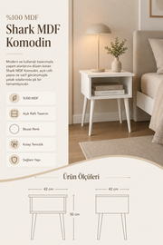 %100 Mdf Shark Mdf Komodin 42x42 Beyaz