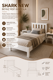 Shark New MDF Karyola 90x190 Beyaz