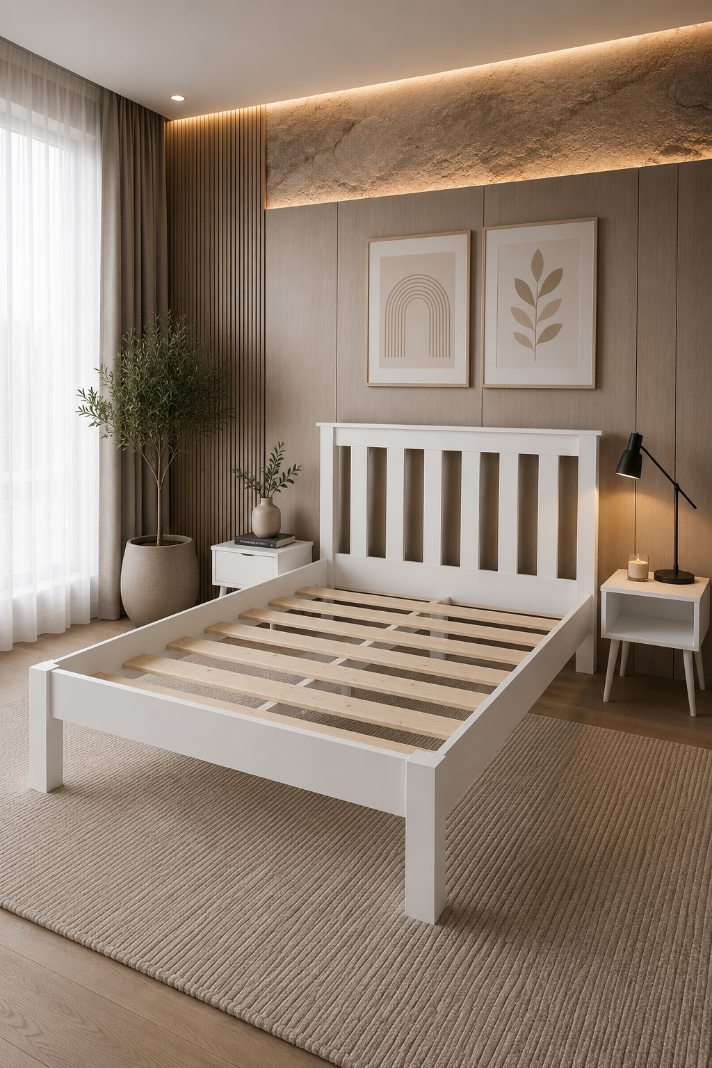 Shark New MDF Karyola 120x200 Beyaz