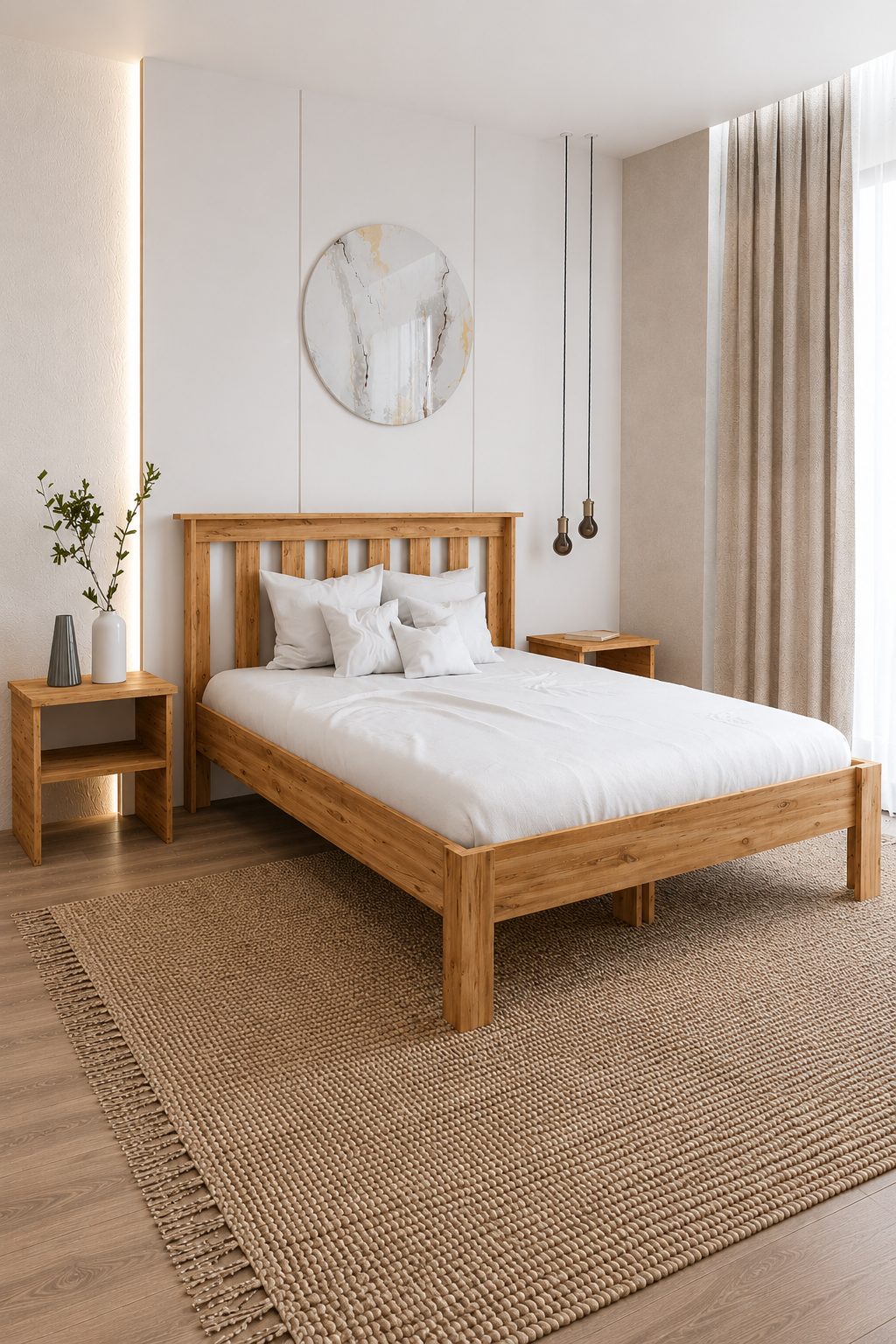 Shark New MDF Karyola 200x200 Beyaz
