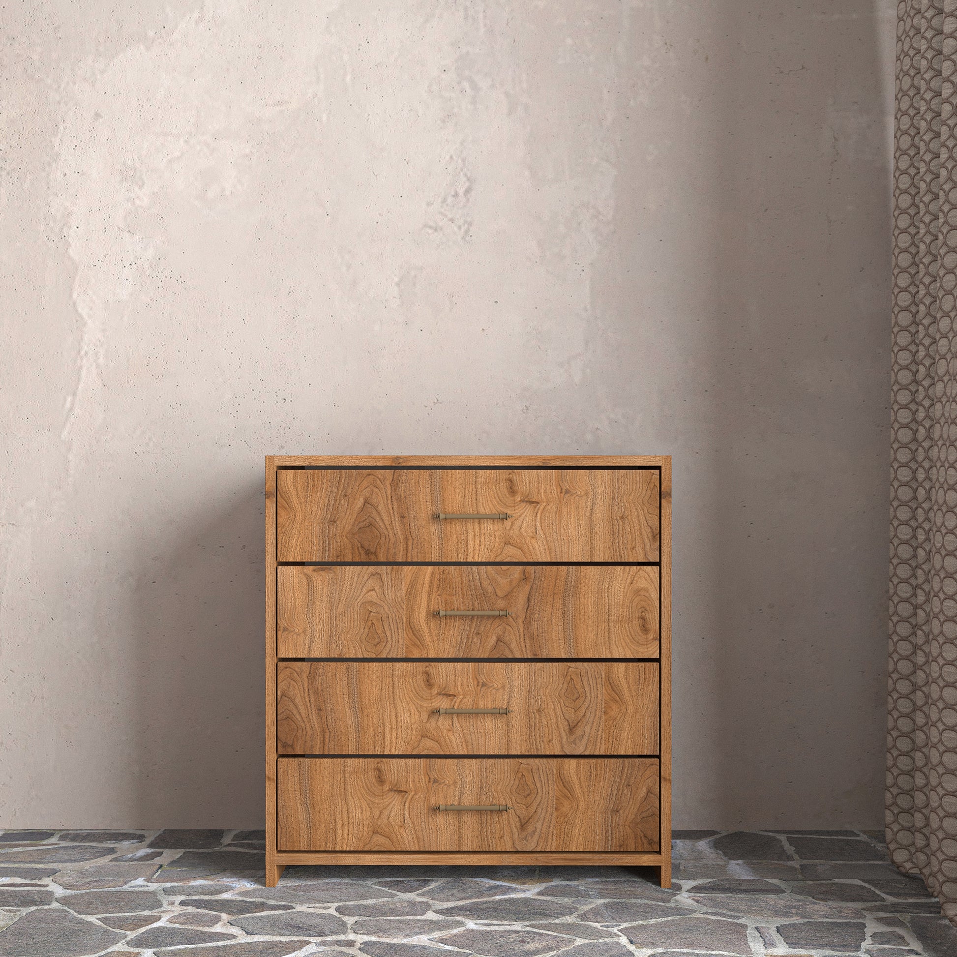 Soft Wood Model Ceviz Renk 4 Çekmeceli Şifonyer 88x80 Ceviz