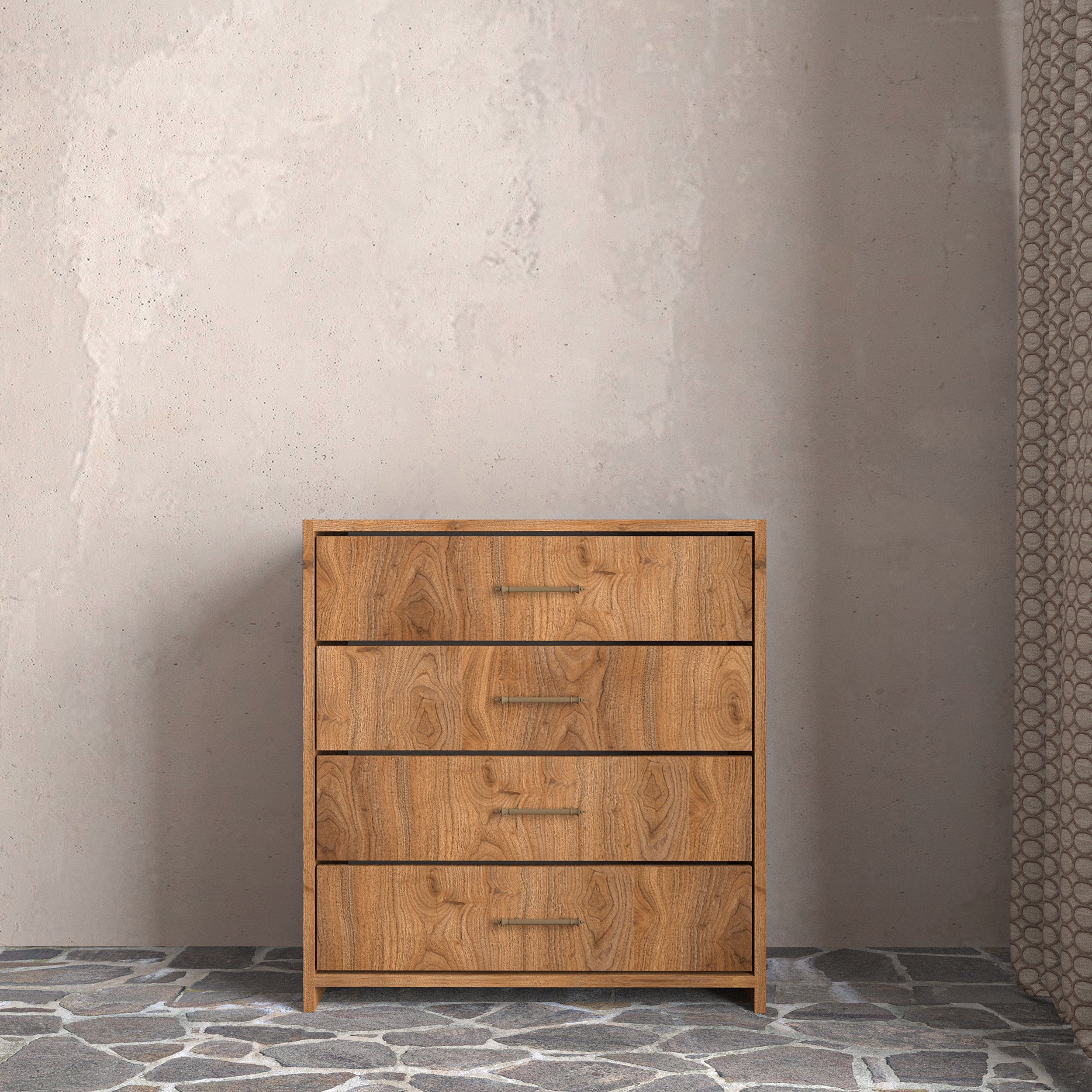 Soft Wood Model Ceviz Renk 4 Çekmeceli Şifonyer 88x80 Ceviz
