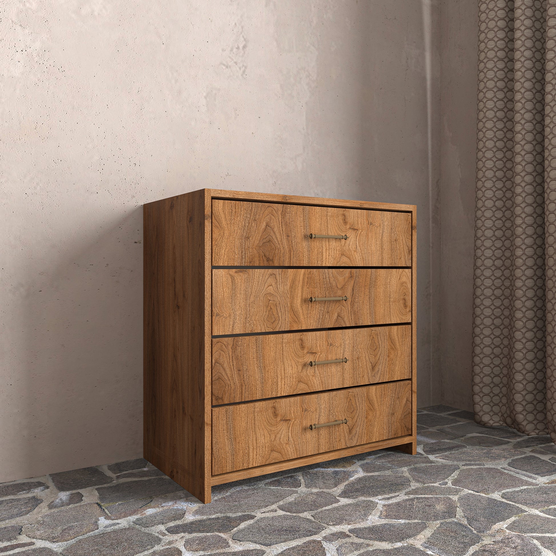 Soft Wood Model 4 Çekmeceli Şifonyer  Vernikli