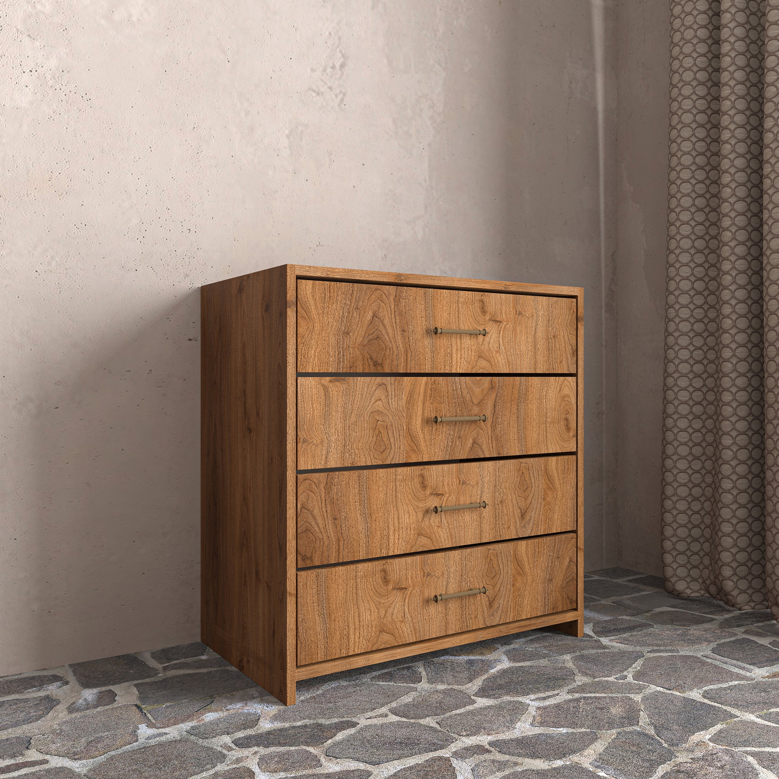 Soft Wood Model 4 Çekmeceli Şifonyer  Vernikli