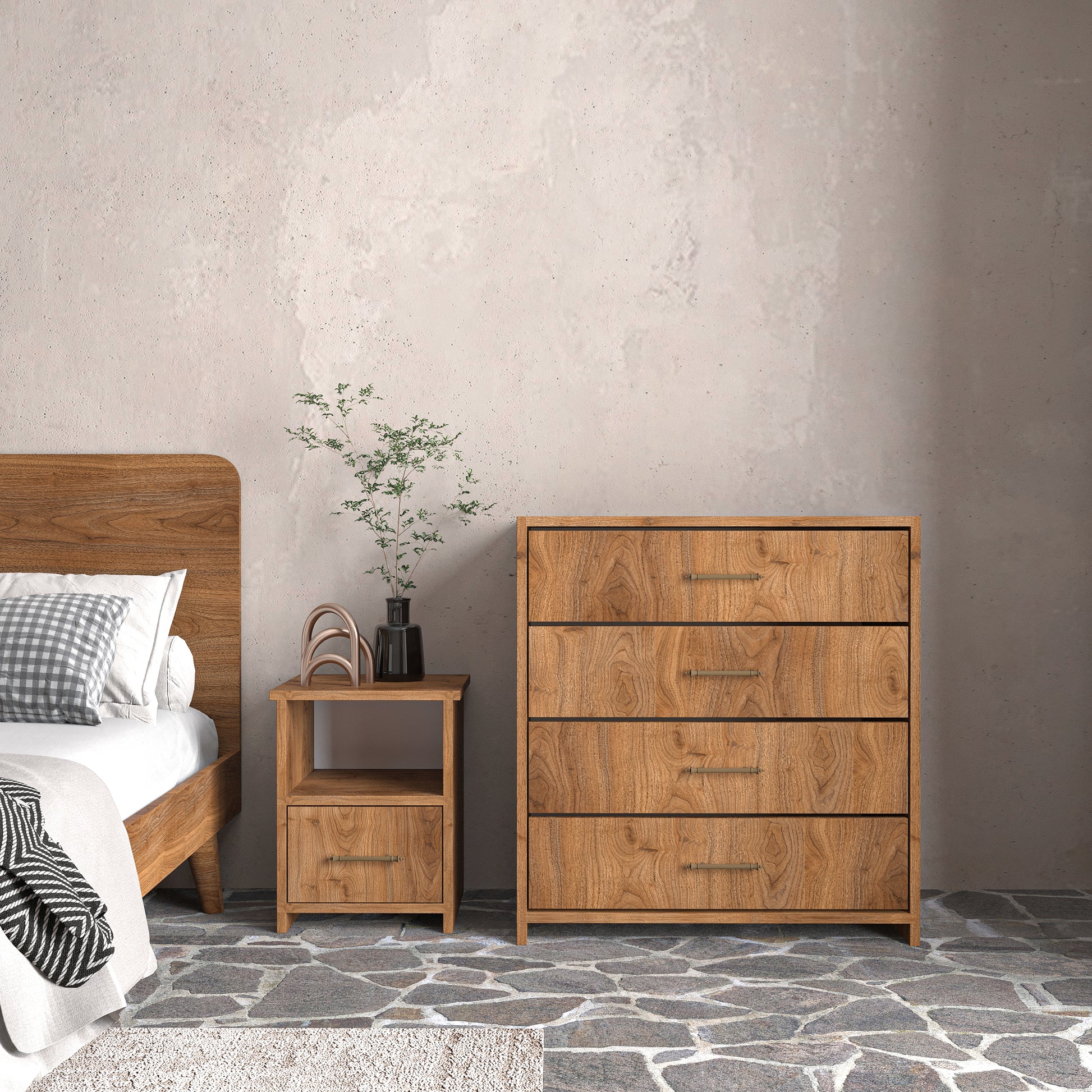 Soft Wood Model Ceviz Renk 4 Çekmeceli Şifonyer