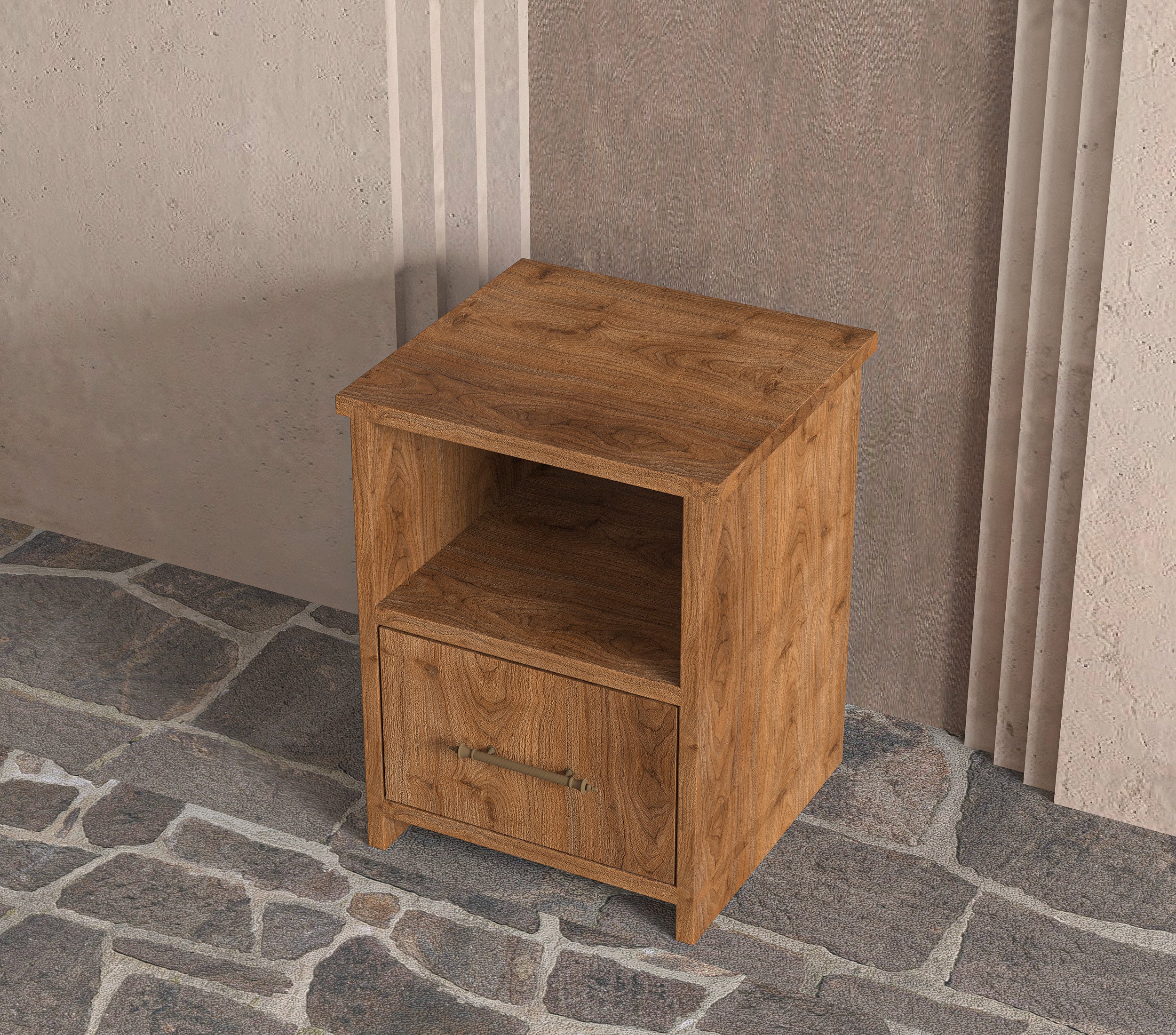 Soft Wood Model Masif Ahşap Çekmeceli Komodin