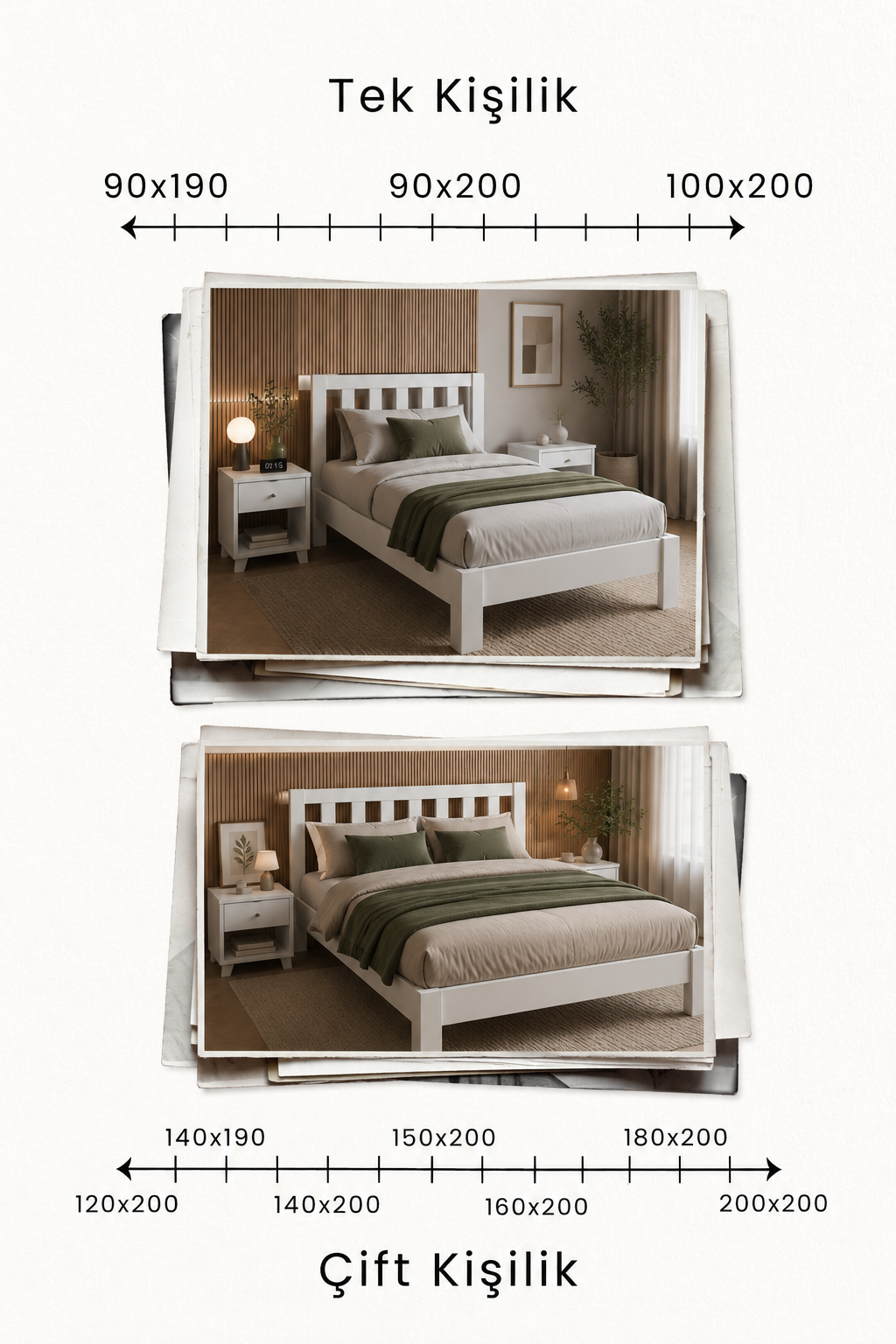 Shark New 2 Çekmeceli MDF Karyola 100x200 Beyaz