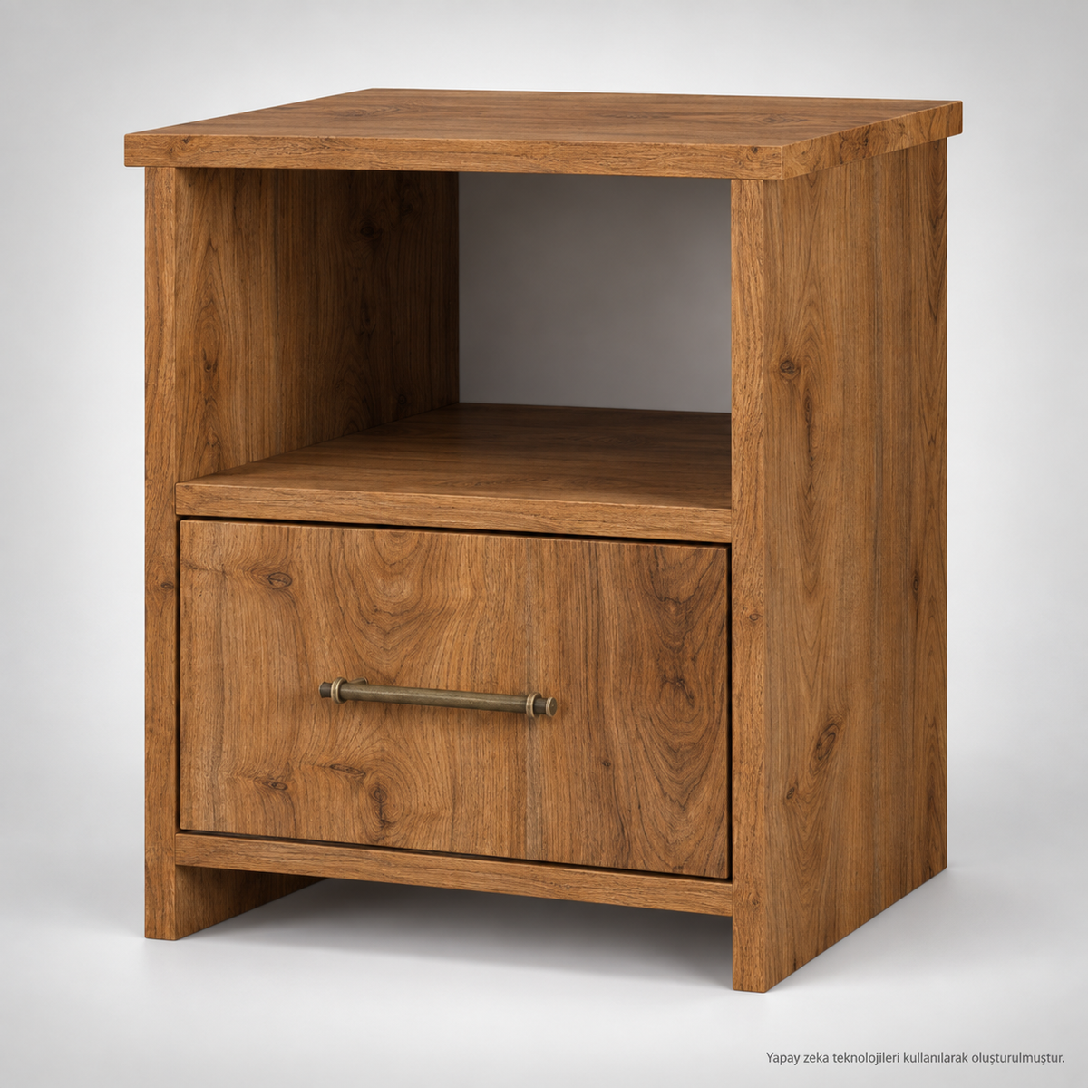Soft Wood Model Ceviz Renk Çekmeceli Masif Ahşap Komodin