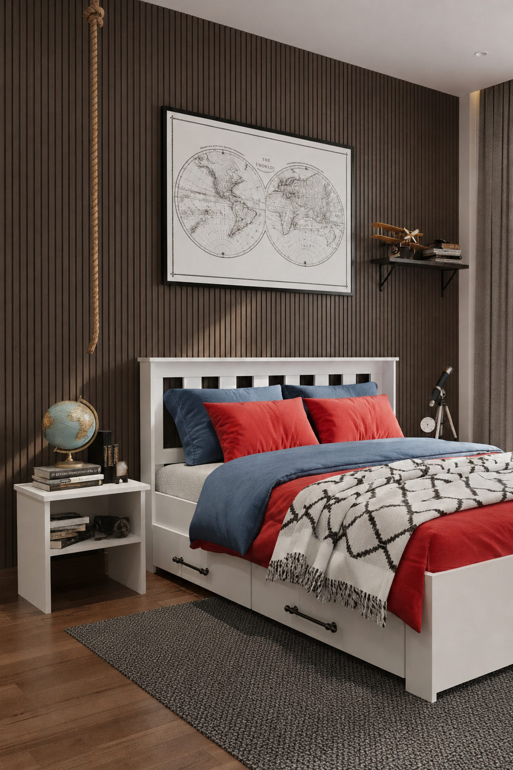 Stark 2 Çekmeceli MDF Karyola 140x200 Beyaz