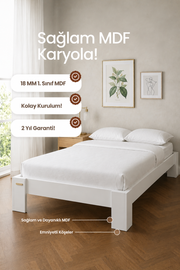 Stillo Başlıksız Tek Kişilik MDF Karyola 90x190 Beyaz