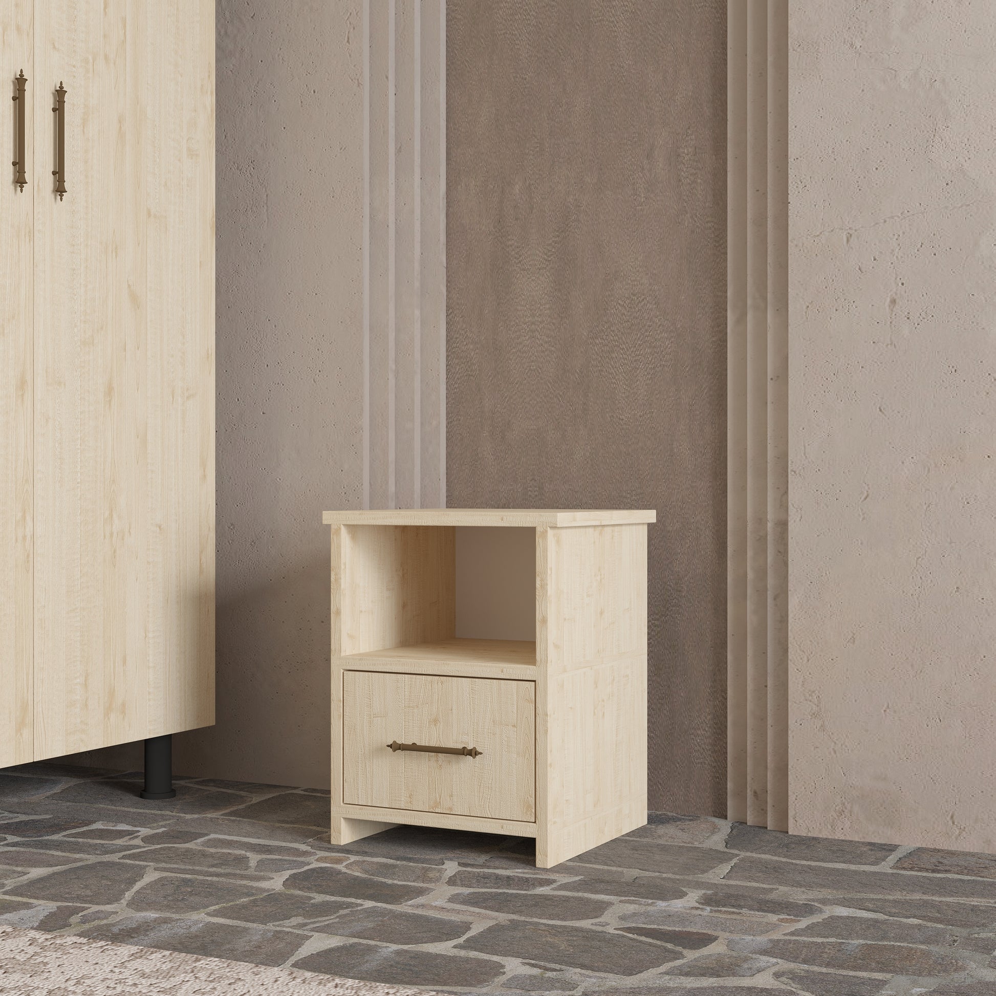 Soft Wood Model Masif Ahşap Çekmeceli Komodin