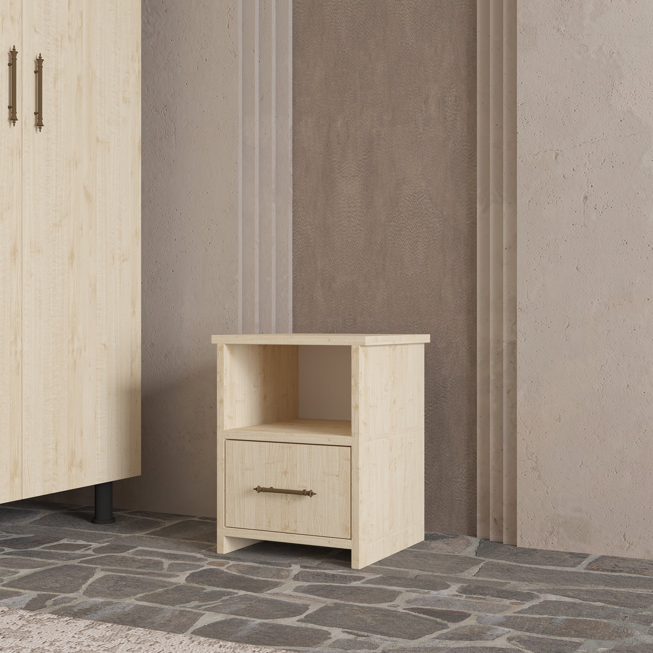 Soft Wood Model Masif Ahşap Çekmeceli Komodin
